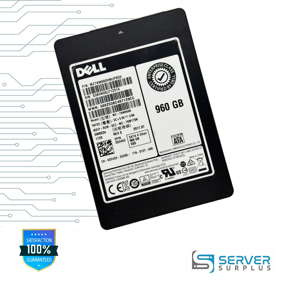Dell SM863a 960GB SATA 6Gb/s 2.5 in Enterprise SSD | 0DD4G0 | MZ7KM960HMJP0D3