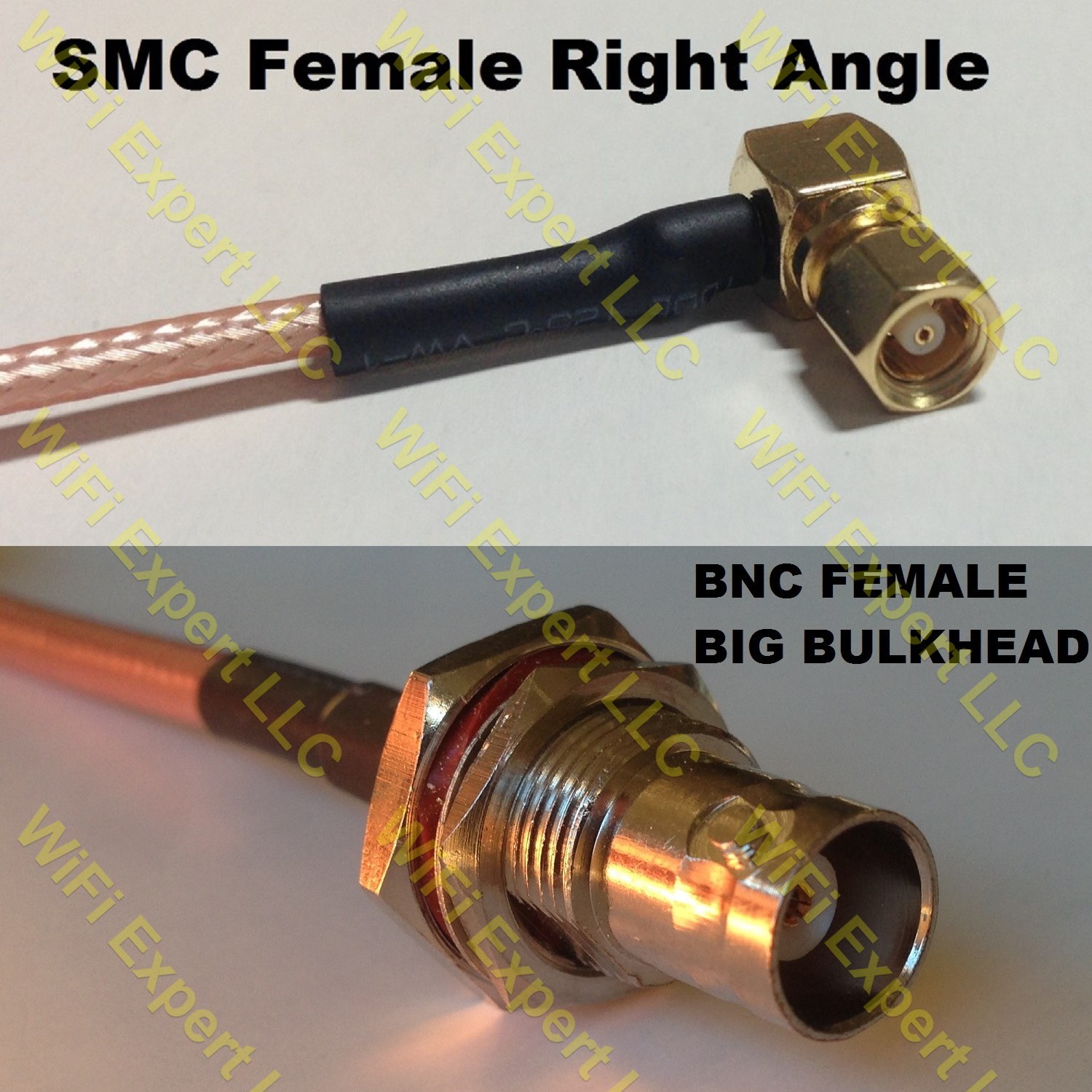USA-CA RG174 SMC Female Angle to BNC FEMALE BIG BULKHEAD Coaxial RF Pigtail Cab