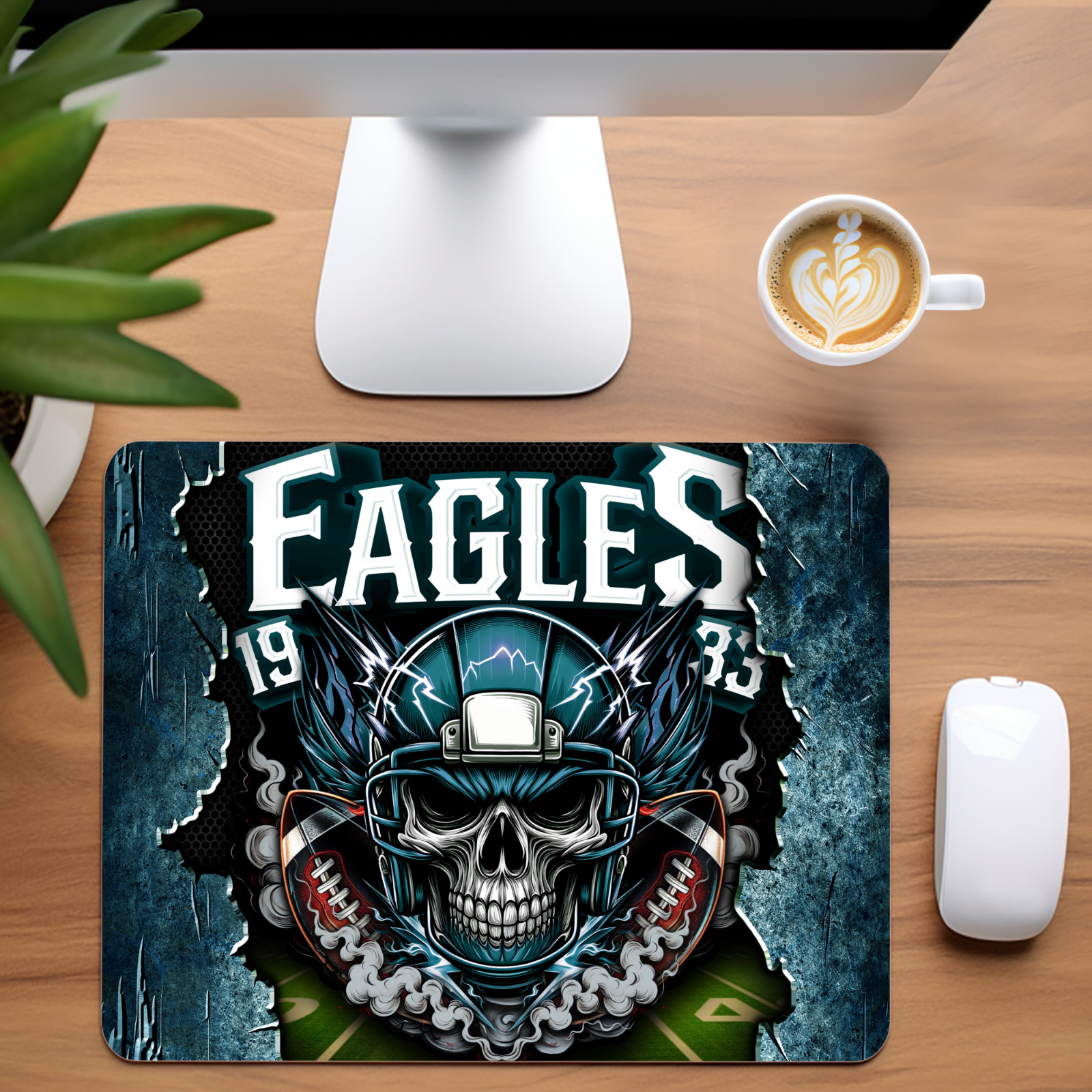 Philadelphia Eagles Skull Custom Non-Slip Neoprene Mouse Pad Home Office