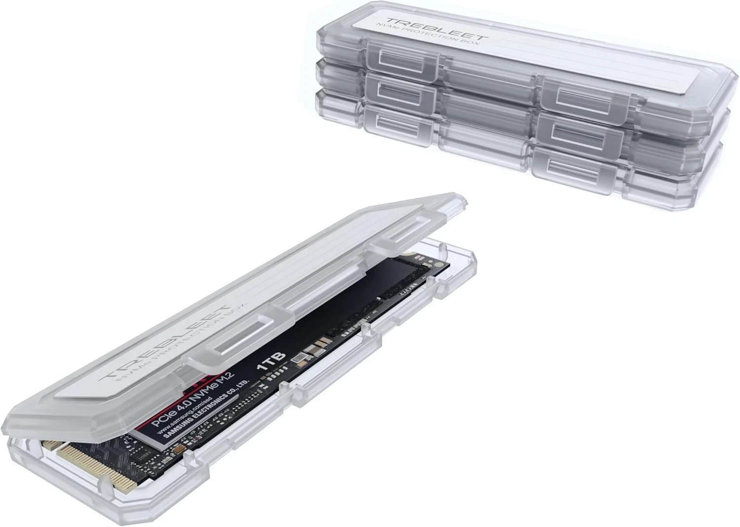 4-Pack NVMe Case Protective Box for M.2 2280 SSD Portable with 4 Pack, White 