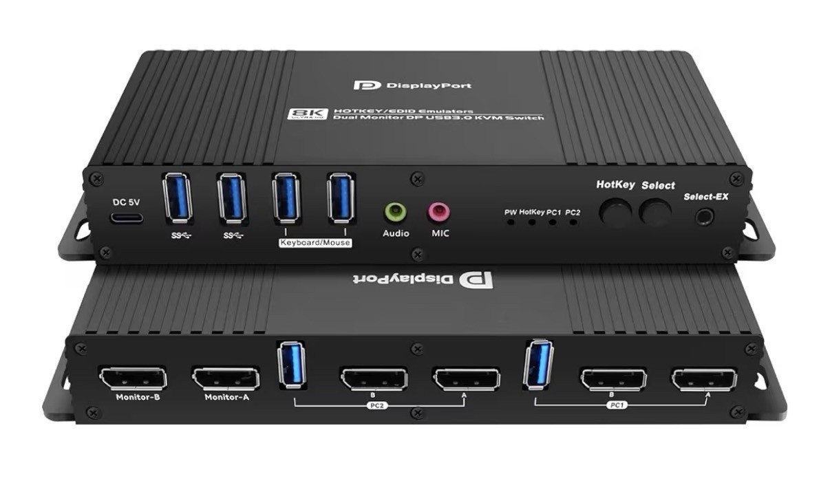 KVM Switch Displayport 1 Monitor 4 Computers EDID 4K 144hz Hotkey