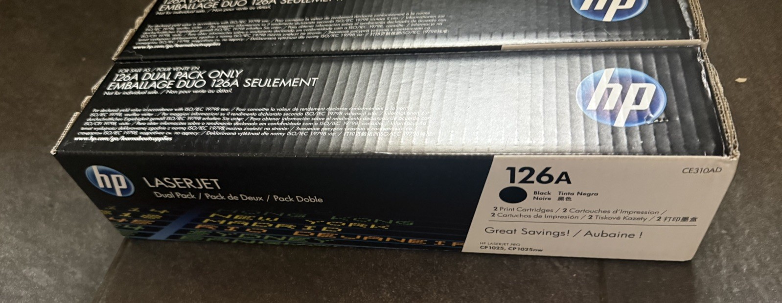 NEW GENUINE HP 126A Dual Pack CE310AD Black Toner Cartridge LaserJet Pro CP1025