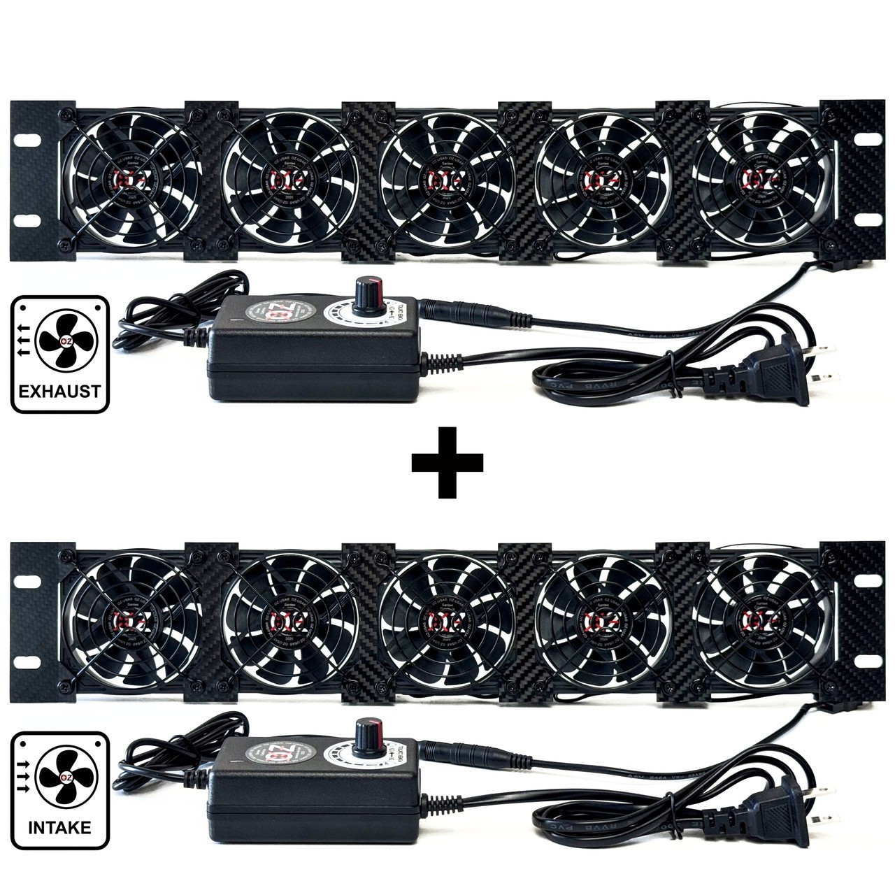 2U Rackmount Cooling Exhaust + Intake Fan Panel Quiet High-Airflow 19" Server