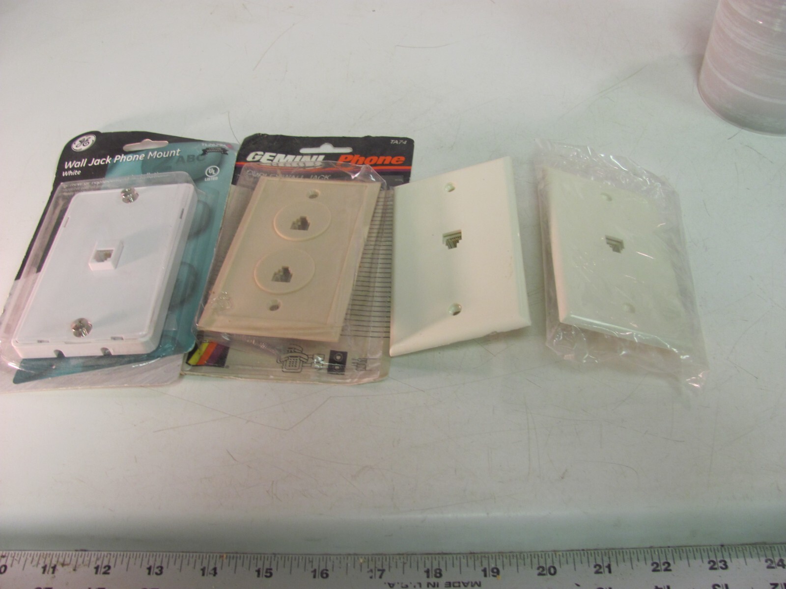 Lot 4 - Wall Jack Phone Mounts - GE, Gemini - White, Almond, Beige