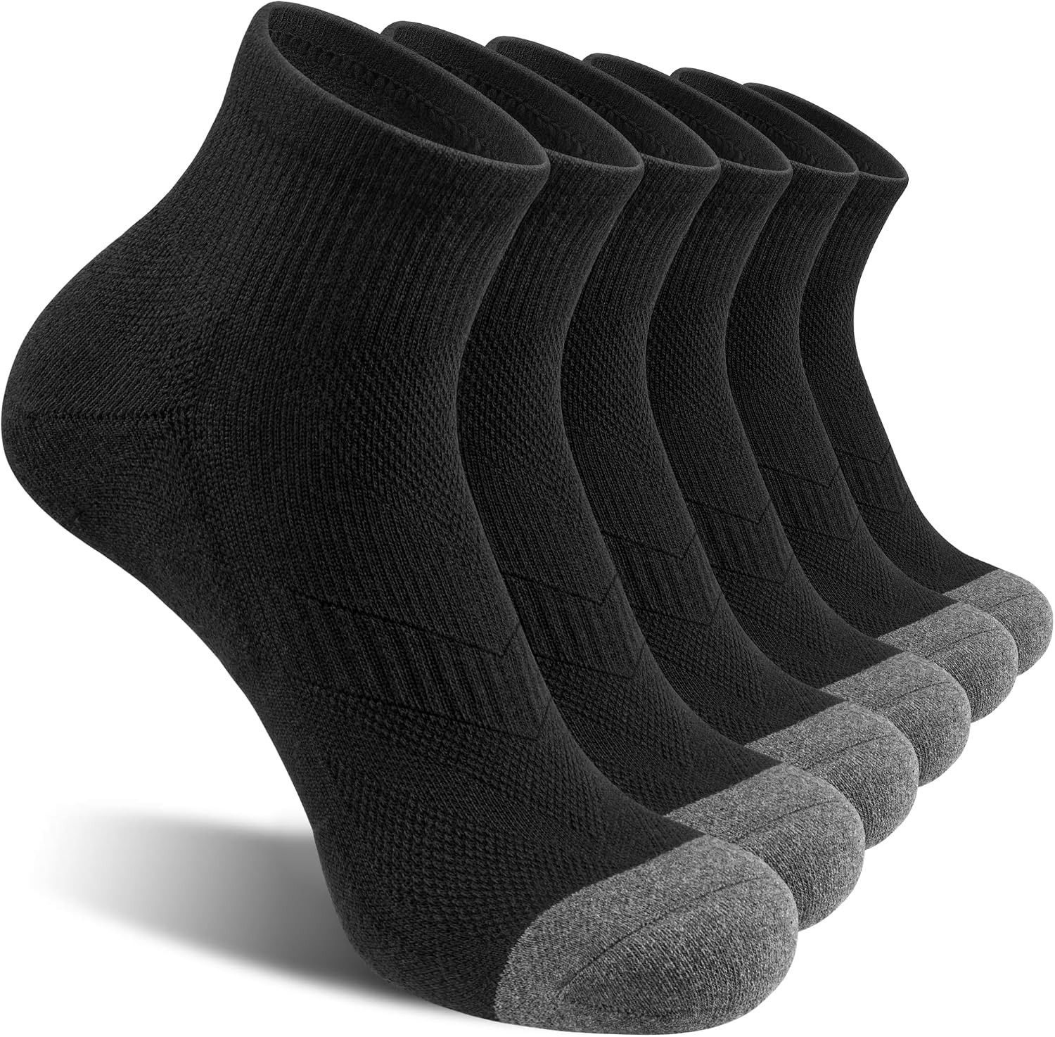 Men'S Ankle Socks Cotton Cushioned Athletic Running Socks 6 Pack