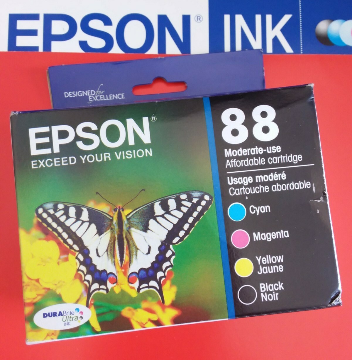 08-2023 4 GENUINE EPSON 88 INK Black & Color T0881-T0884 TO88 CX4400/7400/NX100