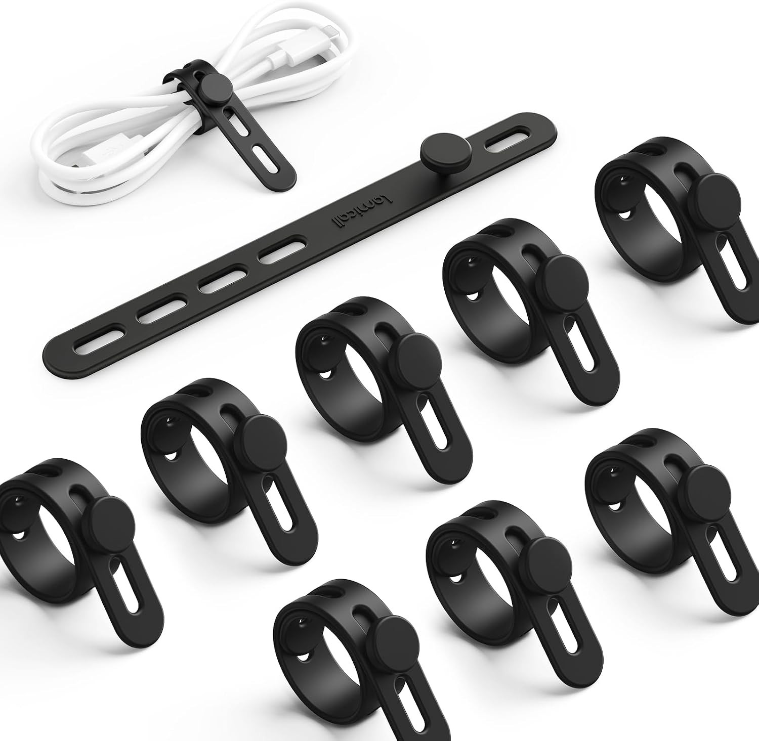 Organizador de Cables de Silicona Kit 10 Pzs Ataduras Reutilizables de Cable