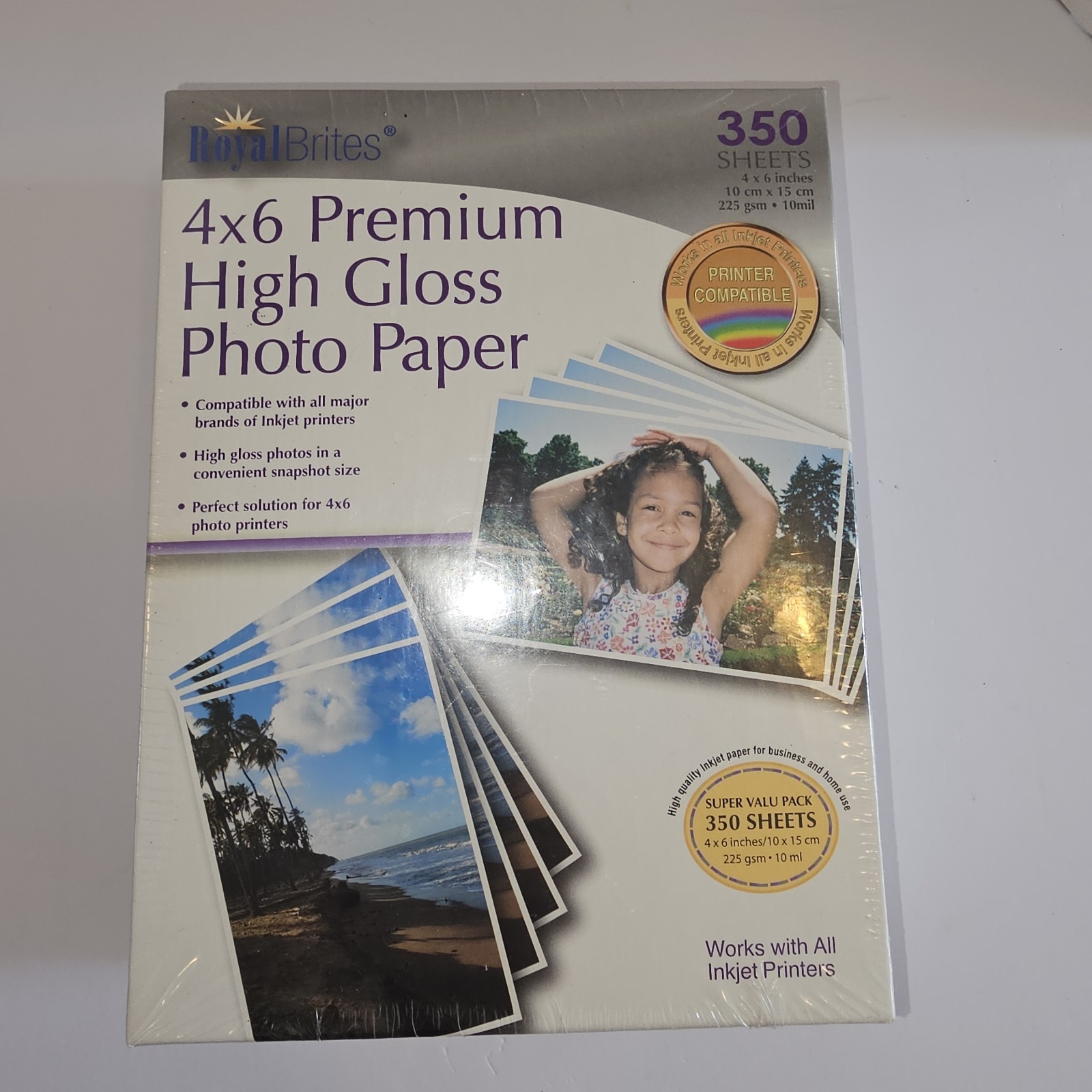 Photo Paper Premium High Gloss 4" x 6" Royal Brites 350 Sheets Sealed New