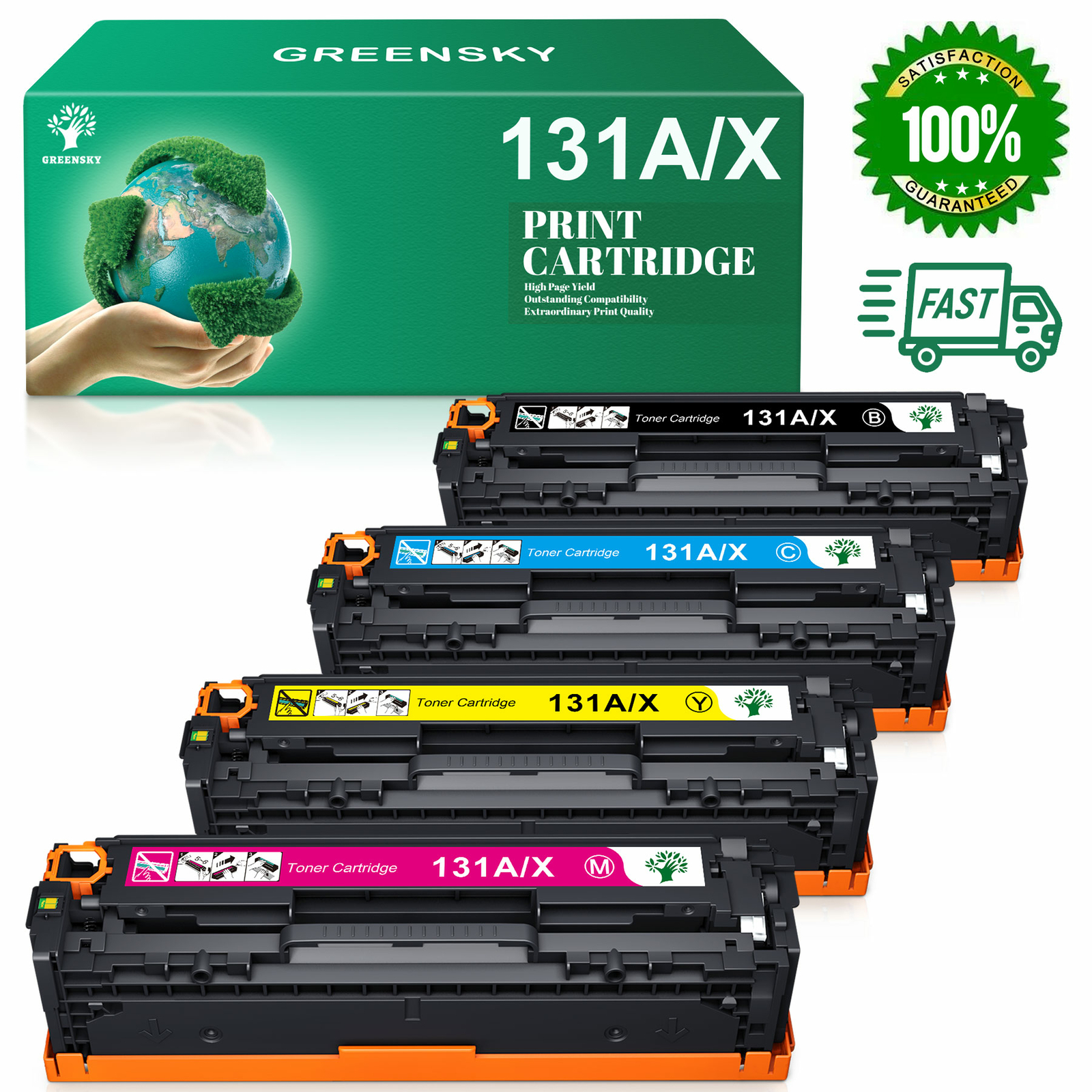 4PK High Yield CF210X - CF213A 131X Toner Set For HP Color Laserjet M251n M276nw