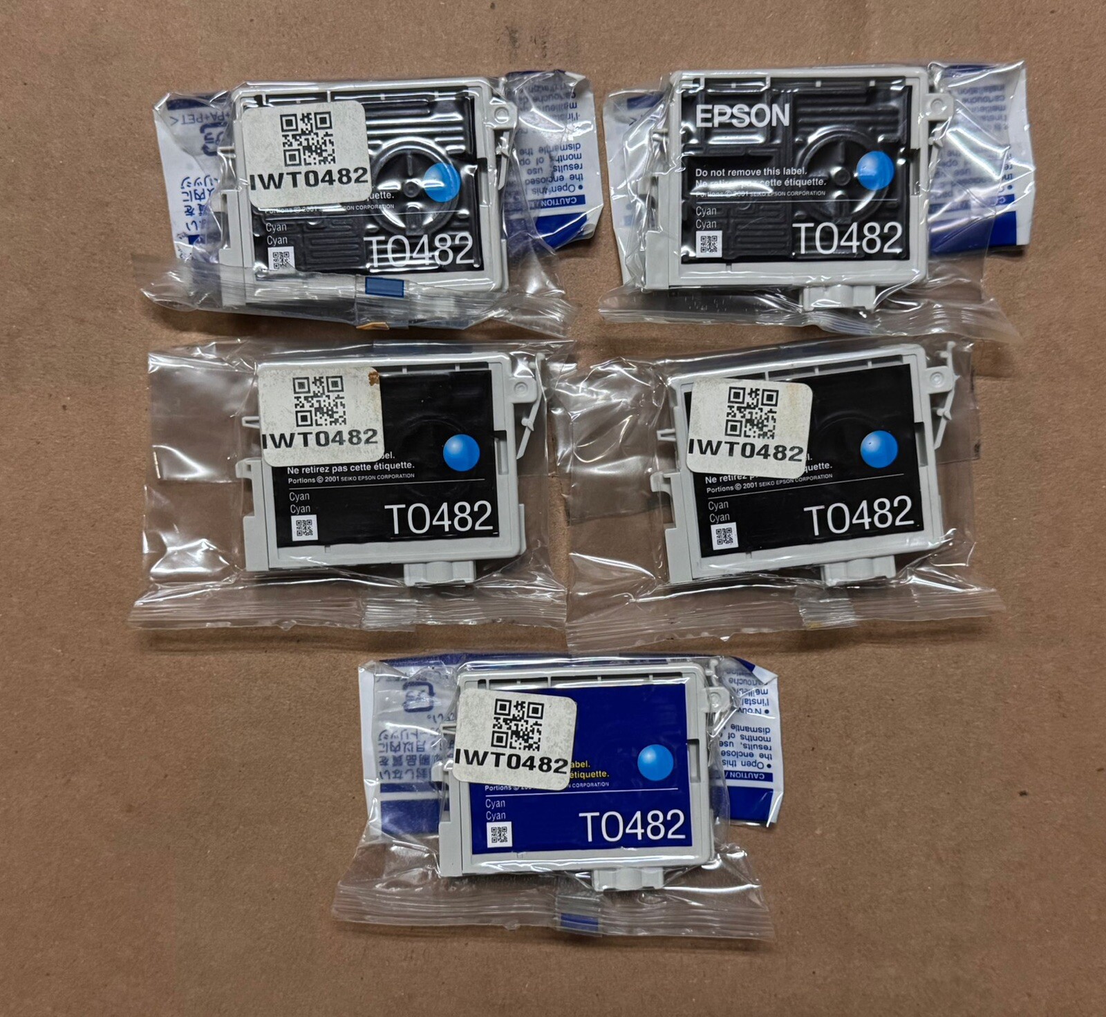 Lot 5 Epson 48 T0482 Cyan Ink for R200 R220 R300 R320 R340 RX500 RX600 RX620