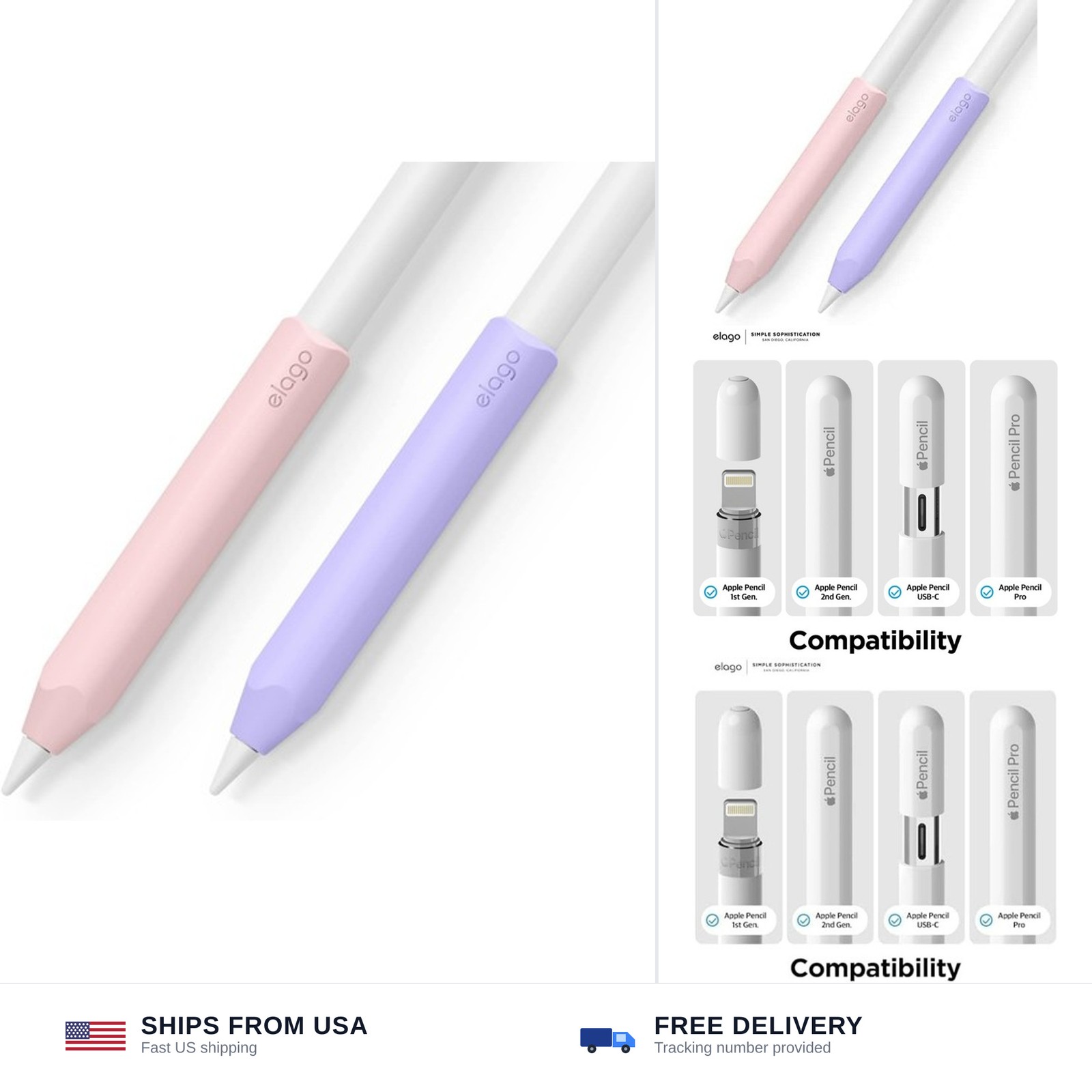 elago Grip for Apple Pencil Pro, 1st gen, 2nd gen and Apple Pencil USB-C | Ap...