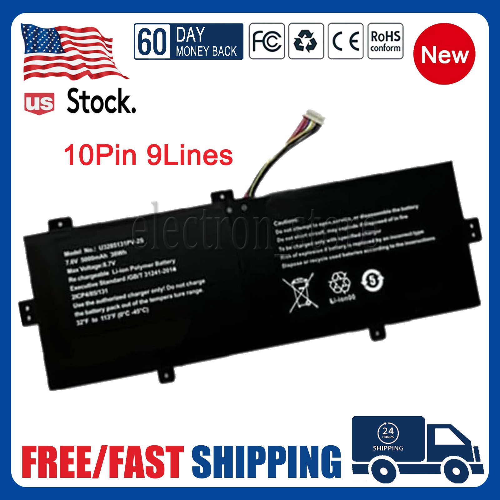 10Pin 9lines Battery for TECLAST F15 plus 2 laptop GSP3285131 U3285131PV-2S1P
