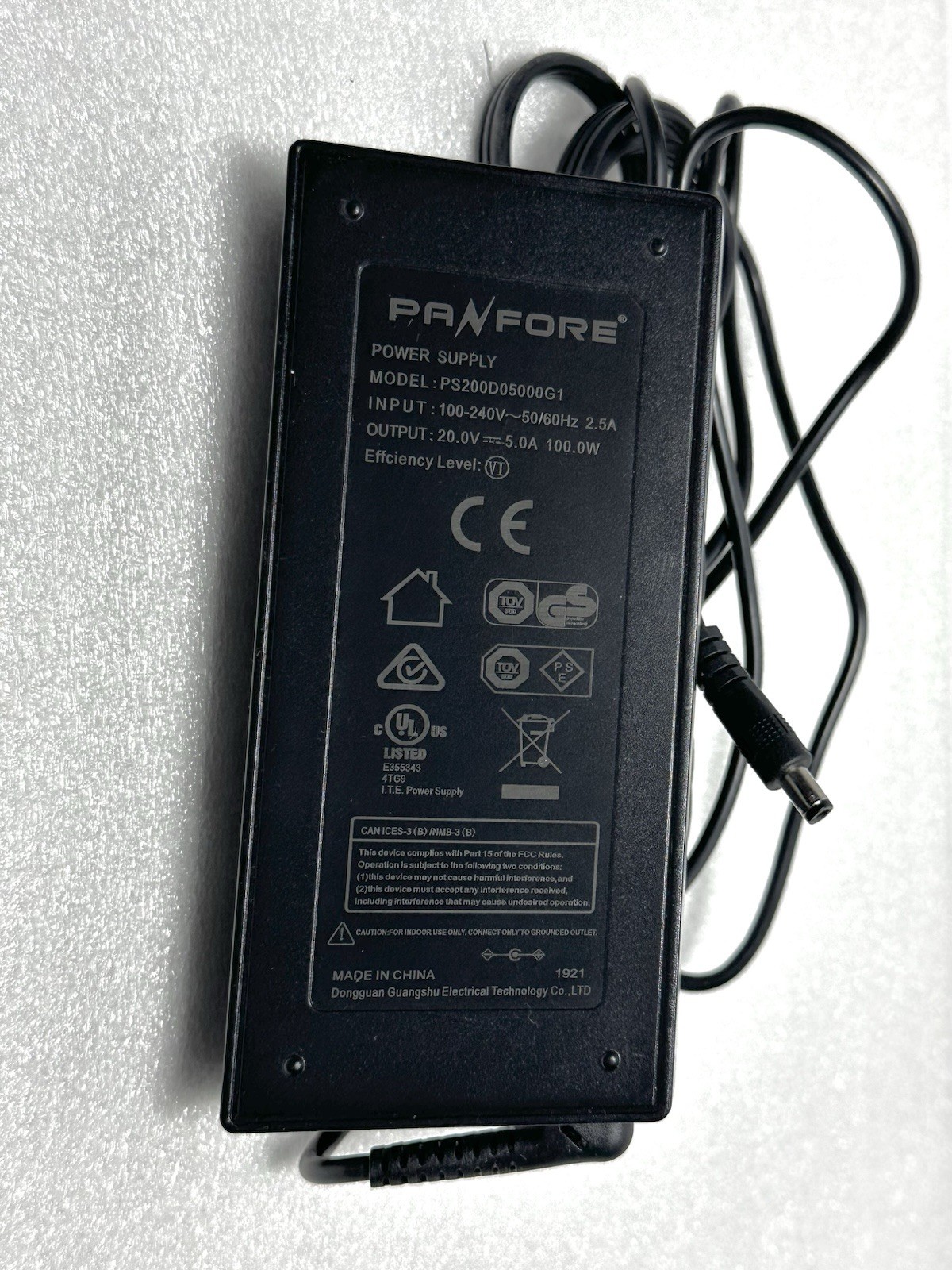 PANFORE 20V 5A 100W AC Adapter Power Supply PS200D05000G1- 