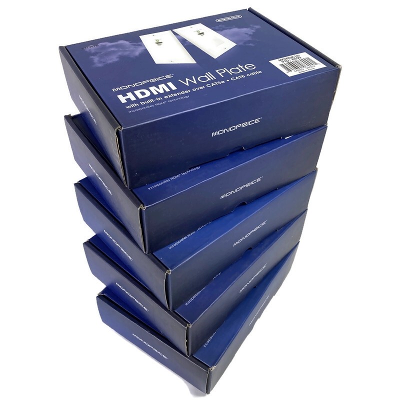 Lot of 5 Monoprice MKW004CUS HDMI over CAT5e/CAT6 Extender Wall Plate - New