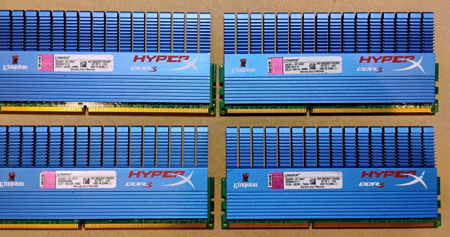 Lot of 4 Kingston  DDR3 SDRAM Memory (KHX1800C9D3T1K3/6GX)