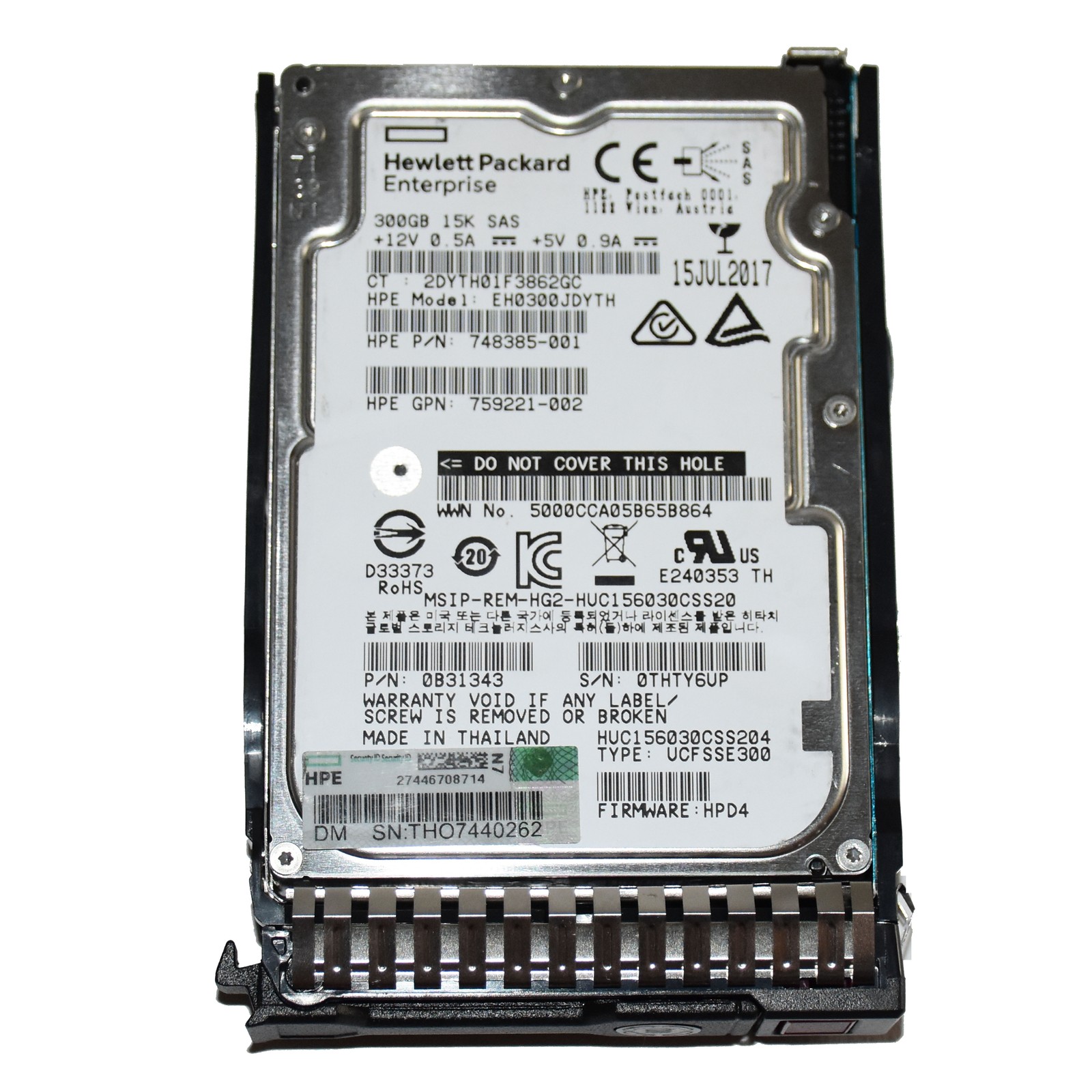 HP ProLiant G8 G9 EH0300JDYTH 300GB SAS 12Gb/s 15K 2.5" HDD with Tray 748385-001