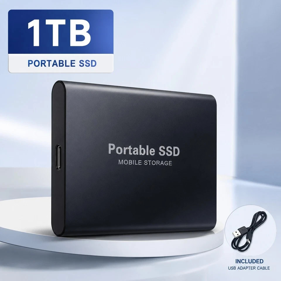 1TB 2TB 4TB 16TB Portable SSD External Hard Drive USB 3.1 Type-C High Speed Blac