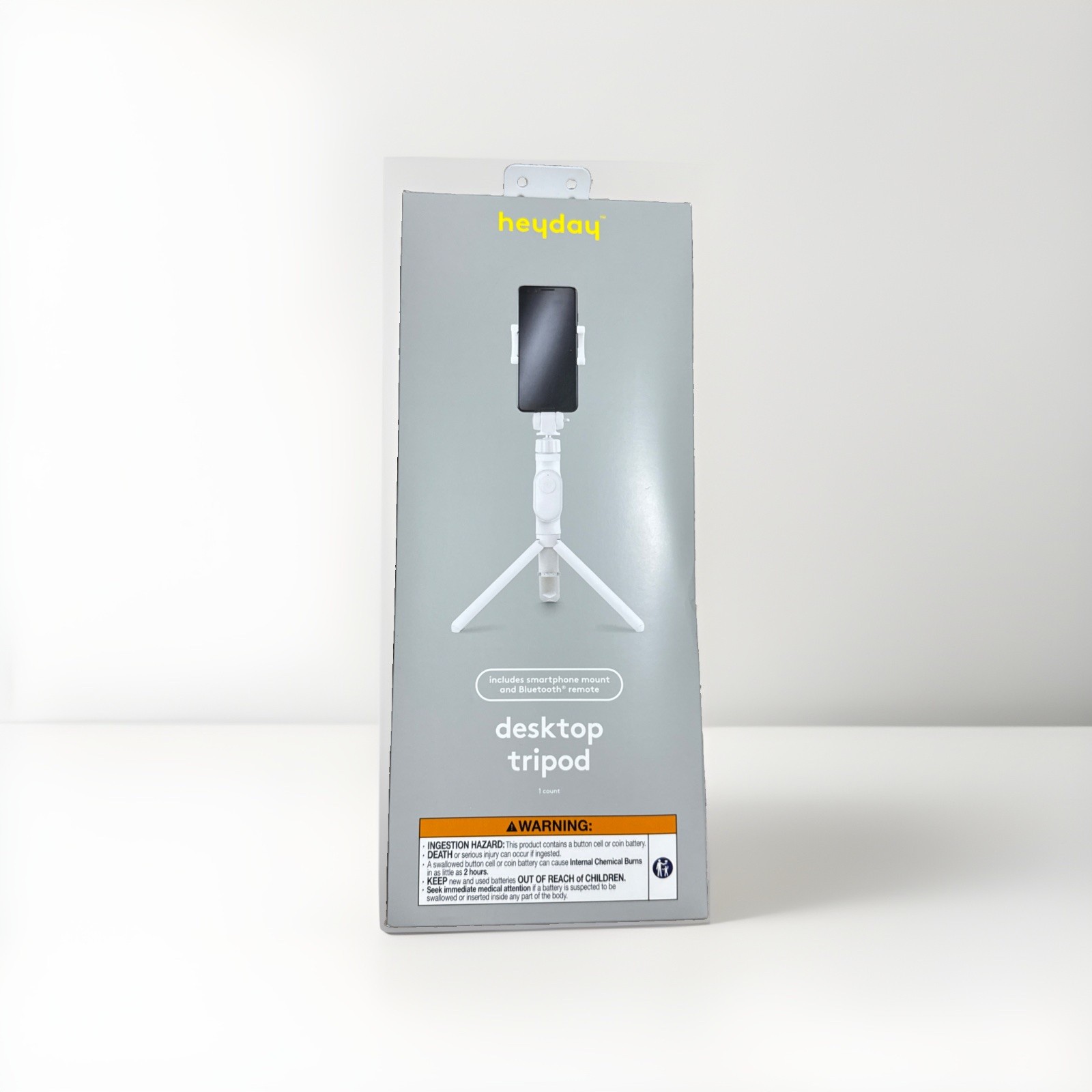 Heyday Stone White Desktop Tripod with Smartphone Mount & Bluetooth Remote NIB