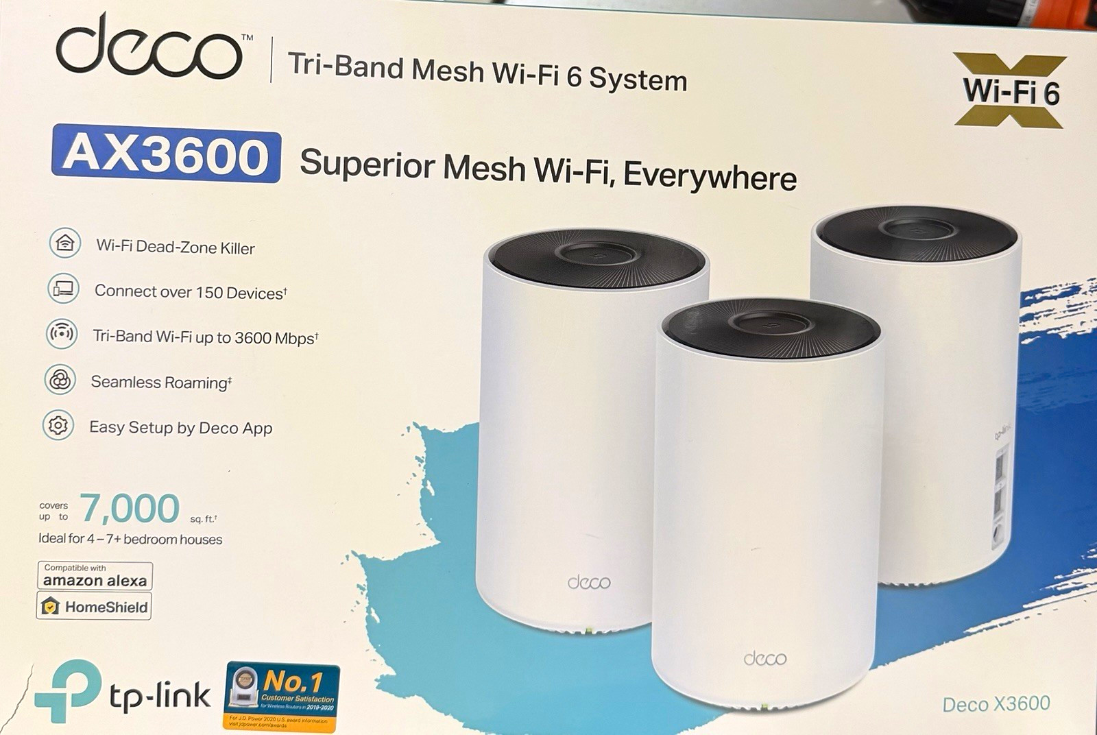 TP-Link Deco X3600 AX3600 Tri-Band Mesh Wi‑Fi 6 System White 3-Pack