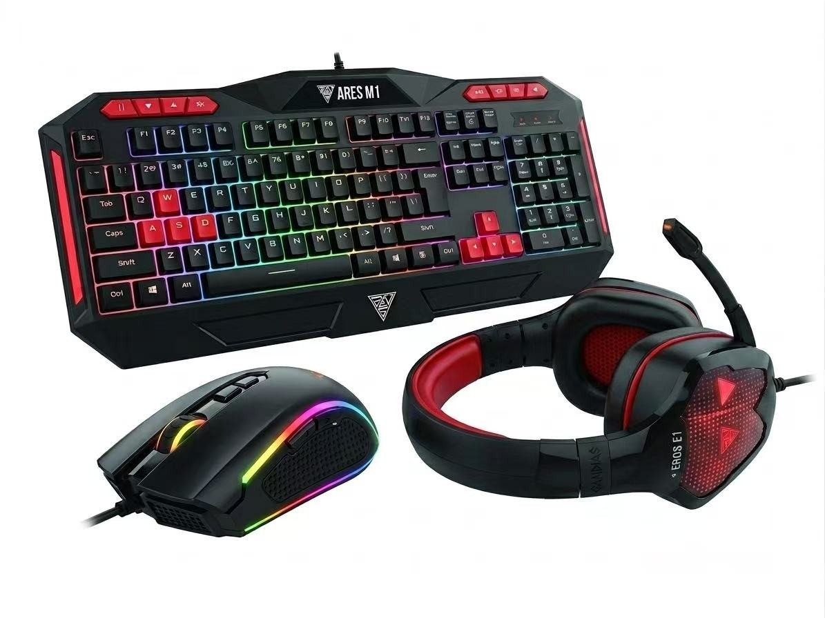 Gamdias Ares M1 + Zeus E2 Gaming Keyboard And Mouse + EROS E1 HEADSET RGB Light
