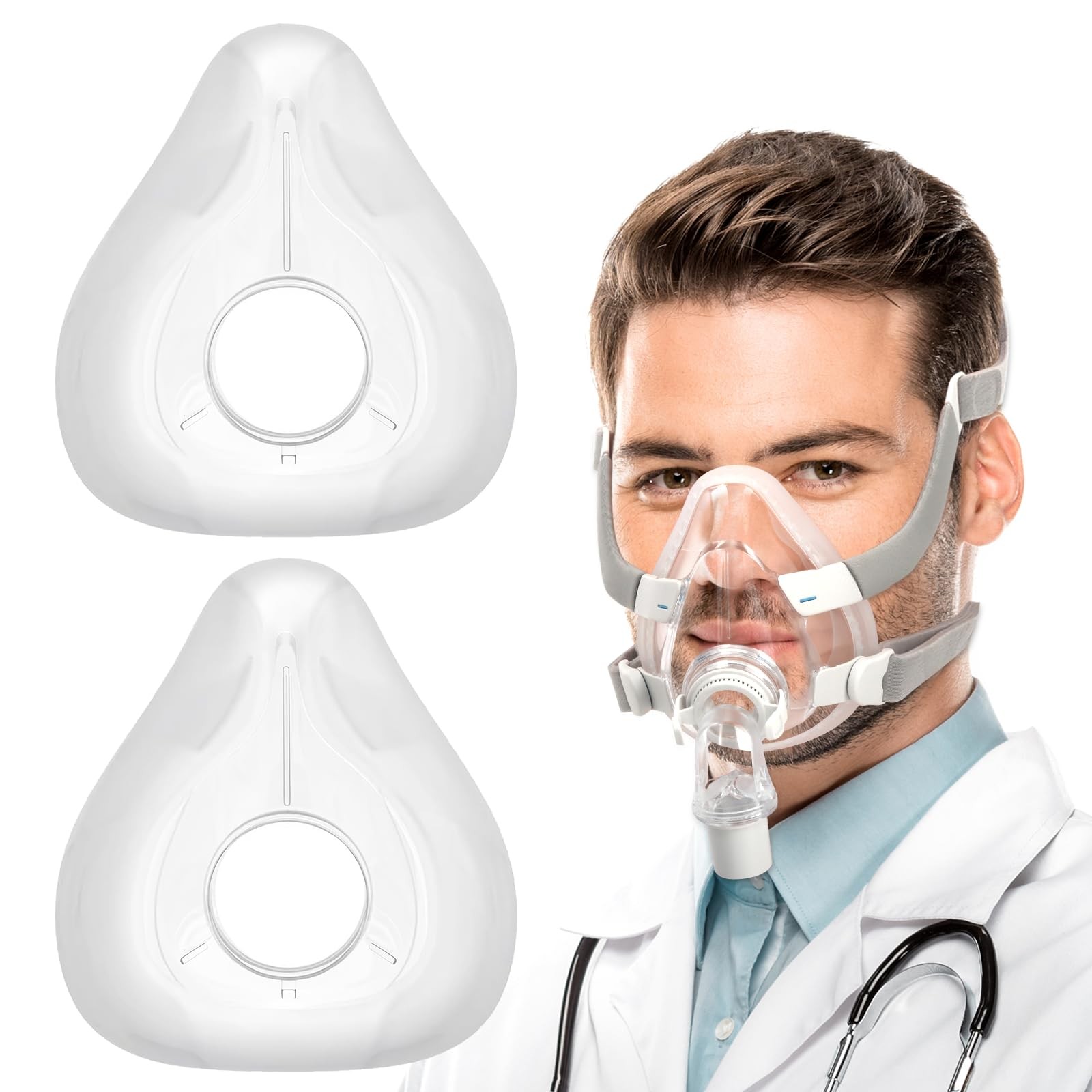 Full Face Mask Cushion Small for F20 2-Pack- Soft Silicone Seal, Open Box