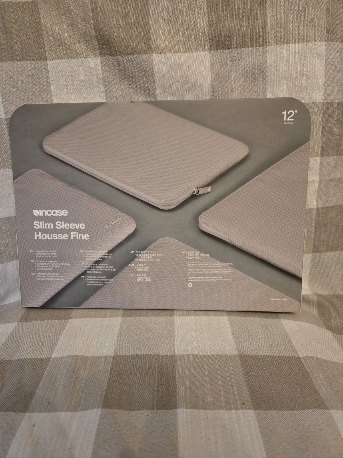 Incase Slim Sleeve 12in for Apple MacBook Padded Polyester Sleeve Case Gray