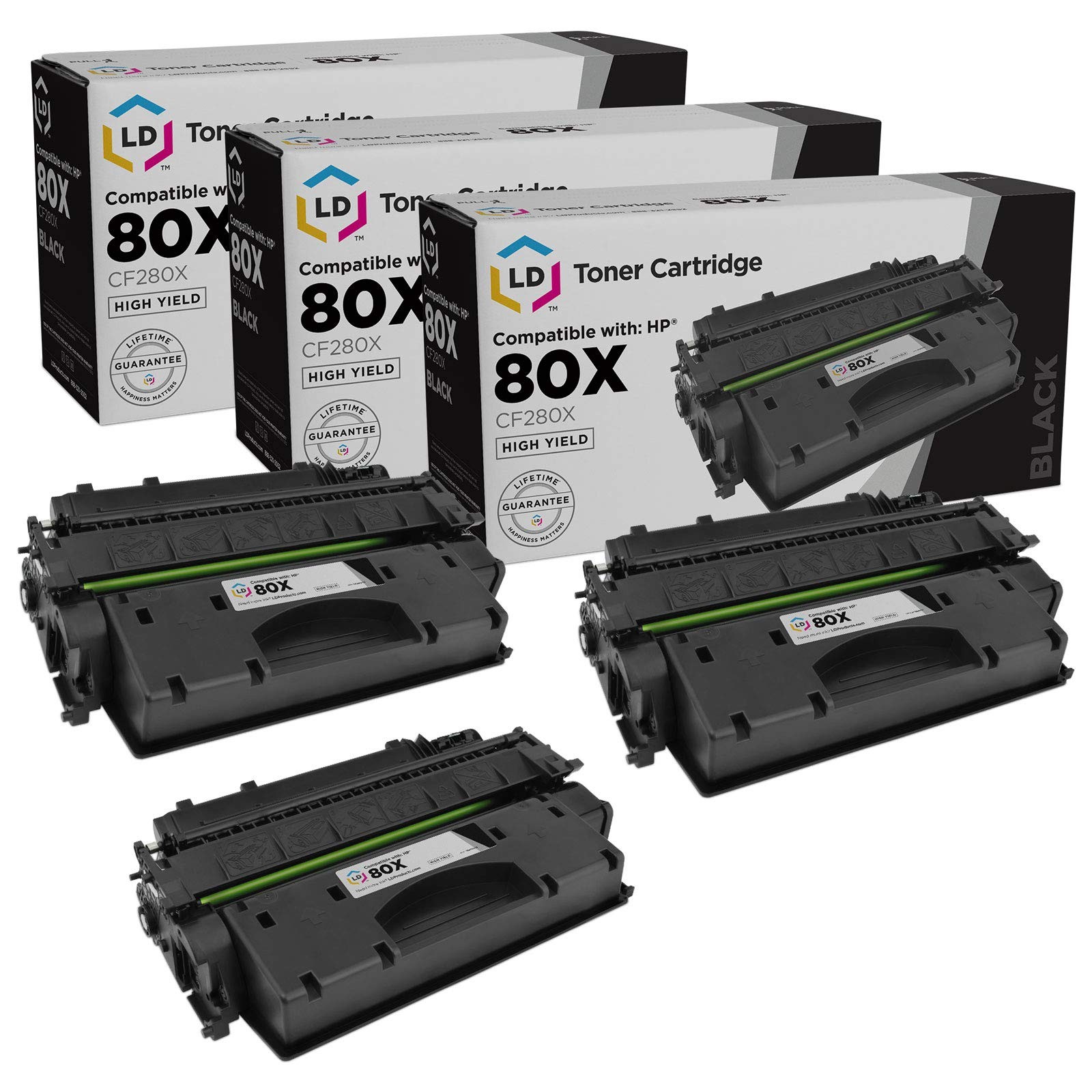 LD Products 3PK Replacement HP 80X Toner Cartridge CF280X 80A CF280A HY Black