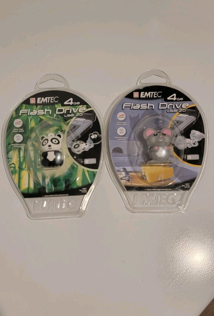 EMTEC The Zoo USB Flash Drive Lot 2 Panda & Mouse 4GB USB 2.0 New Sealed