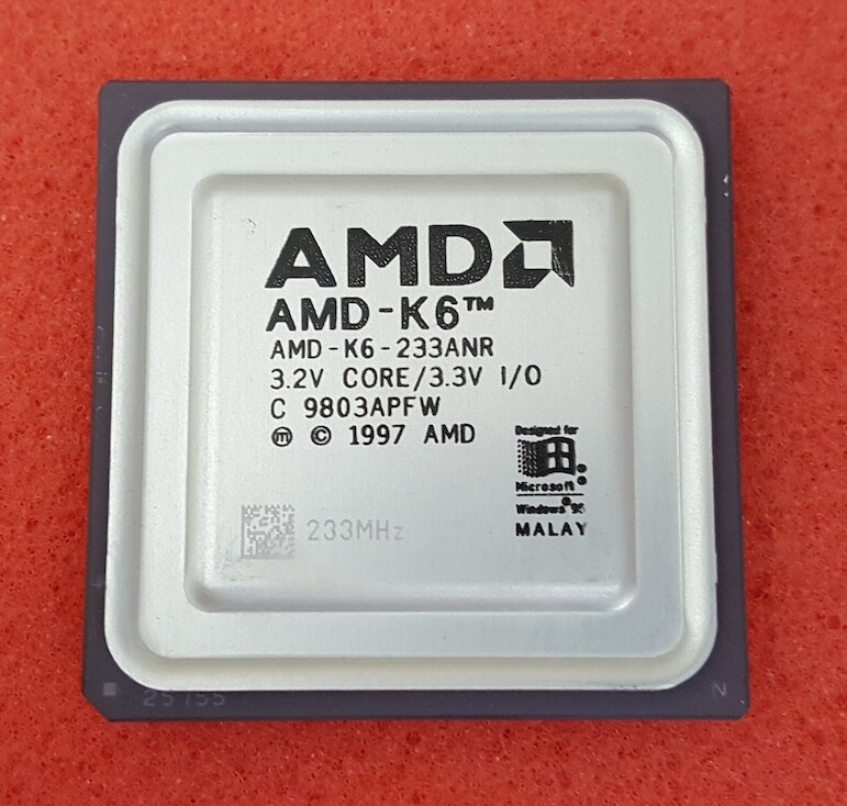 AMD-K6-233ANR 233MHz SOCKET 7 CPU Processor AMD-K6 3.2V CORE 3.3V I/O ©1997