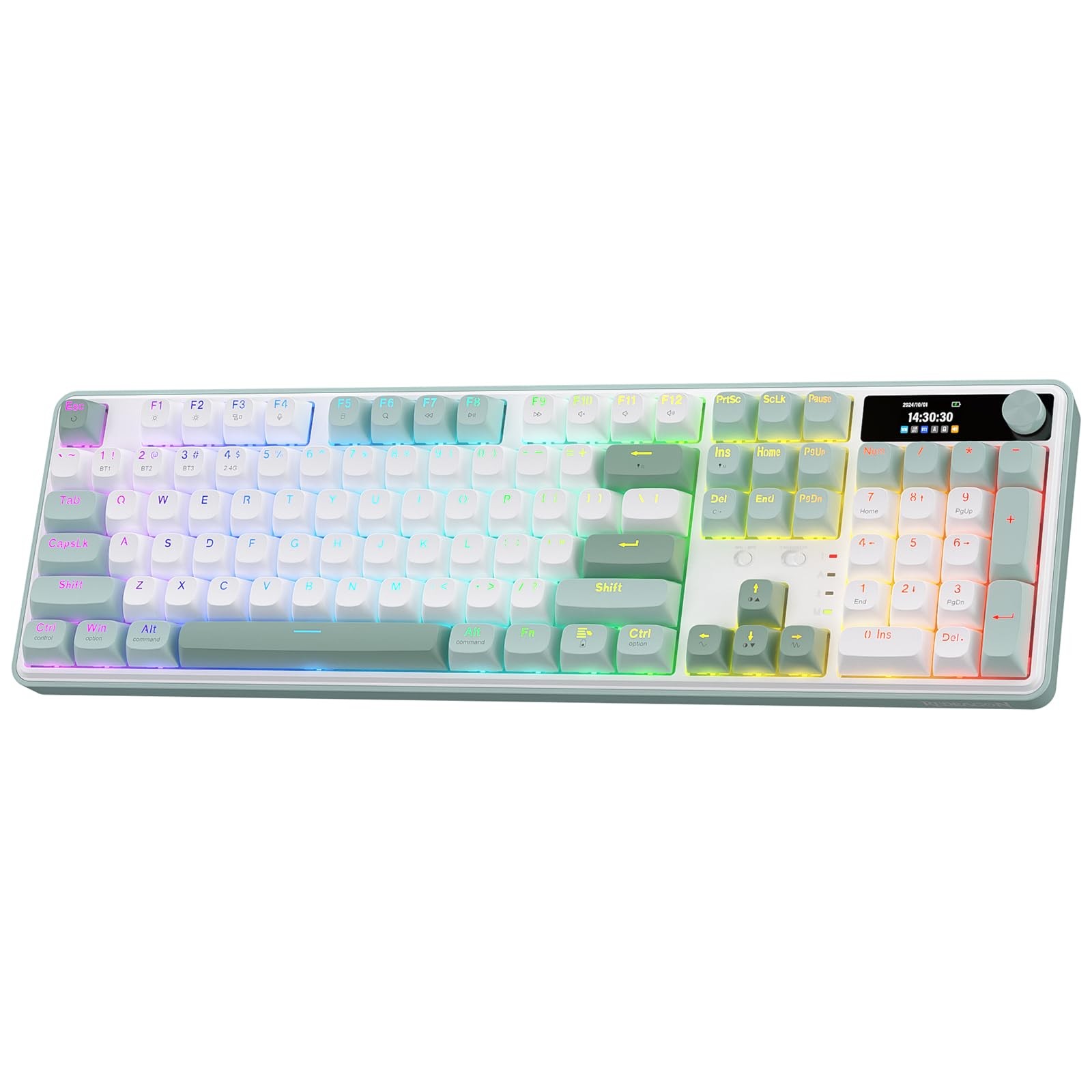 Wireless 104Key Gasket Gaming Keyboard with Screen and Knob Features