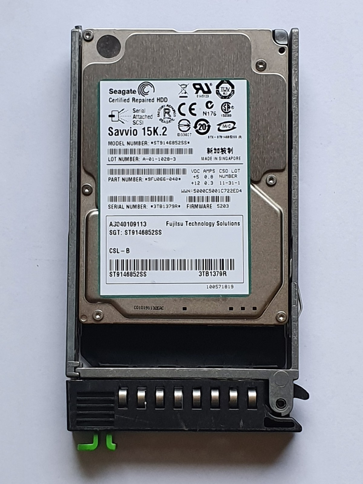 146GB SAS Fujitsu Seagate ST9146852SS A3C40109113 15000rpm 6Gb/s 2.5" + caddy