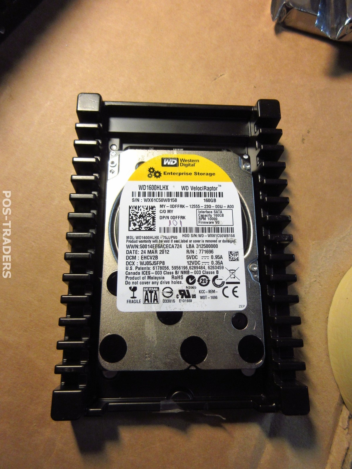 Dell WD1600HLHX-75JJPV0 DFFRK 160GB SATA 10K 6GBPS 3.5" Raptor Hard Drive + TRAY