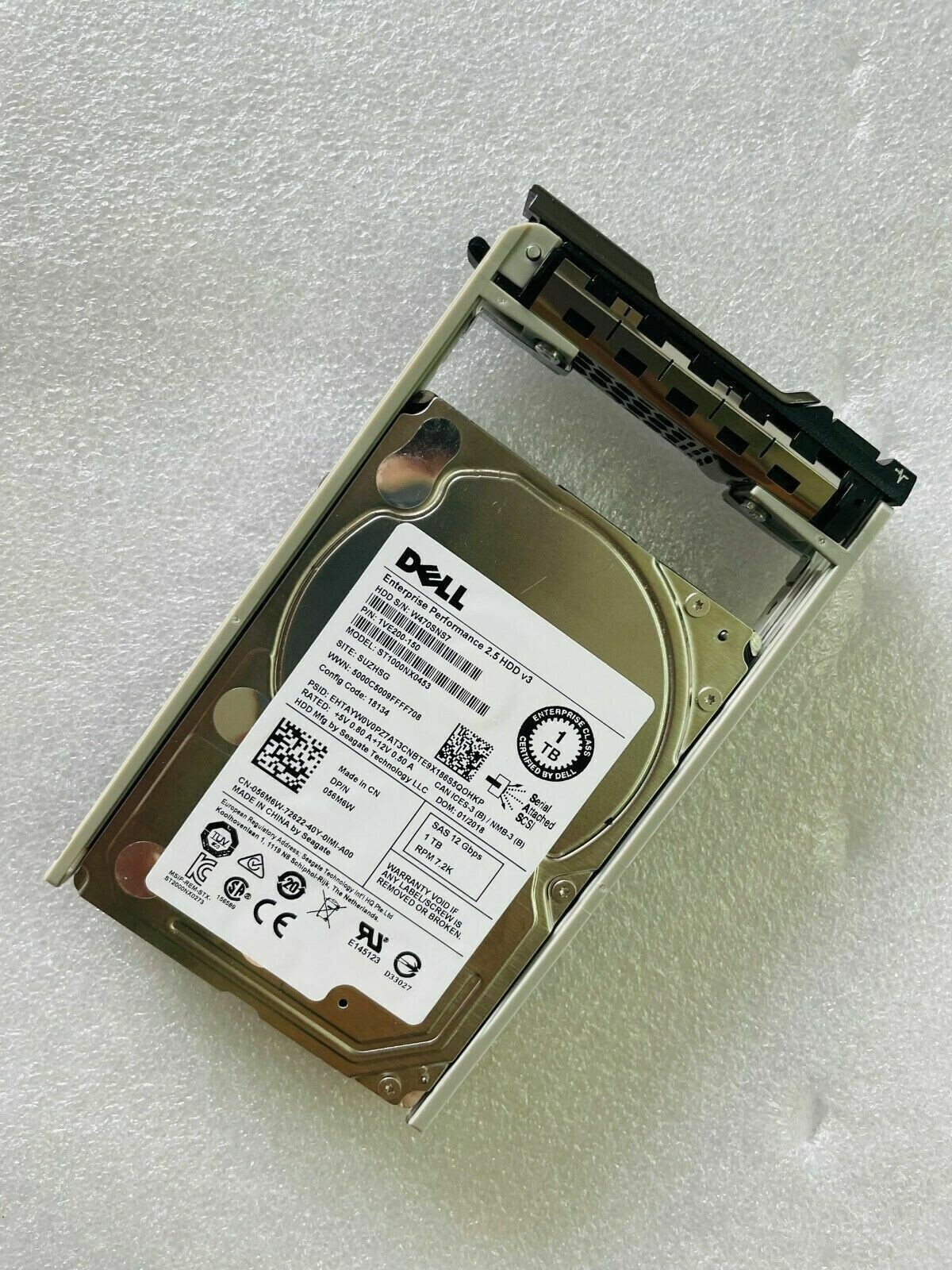 Dell 56M6W 056M6W 1TB 7.2K RPM 12Gbps 2.5" SAS Hard Drive ST1000NX0453 w/ Tray
