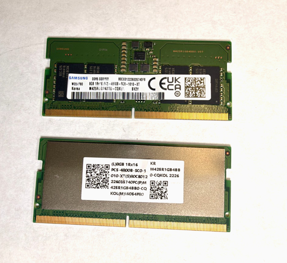 16 GB Kit  Samsung 2 x 8GB DDR5 SO-DIMM PC5-4800 Non-ECC RAM M425R1GB4BB0-CQK0L