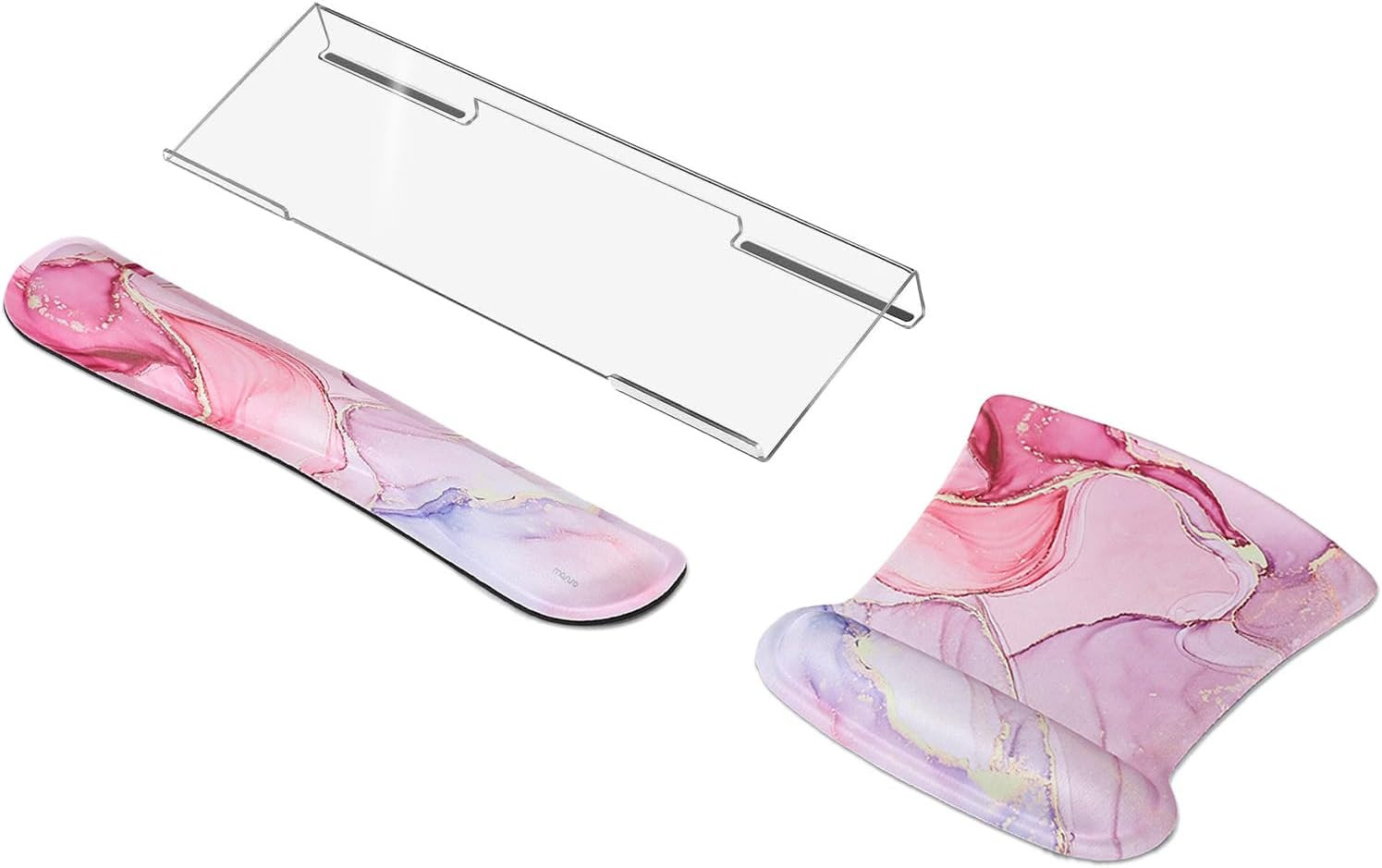 Computer Keyboard Stand & Wrist Rest Support Set, Pink Marble