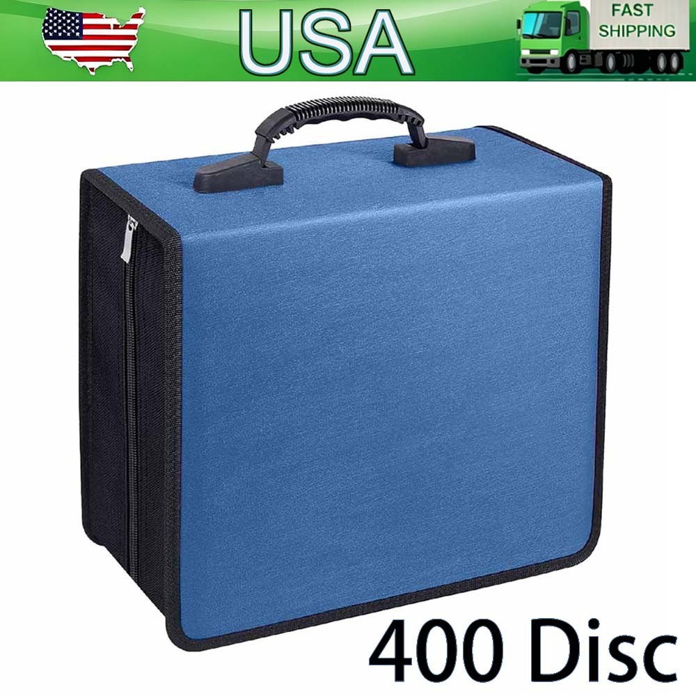 Blue 400Disc CD DVD Organizer Holder Storage Case Bag Wallet Album Media Videos