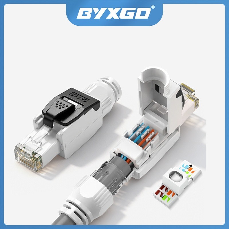 12PCS Cat6A Tool-Free RJ45 Connector Field Termination Plug No Crimp 10Gbps
