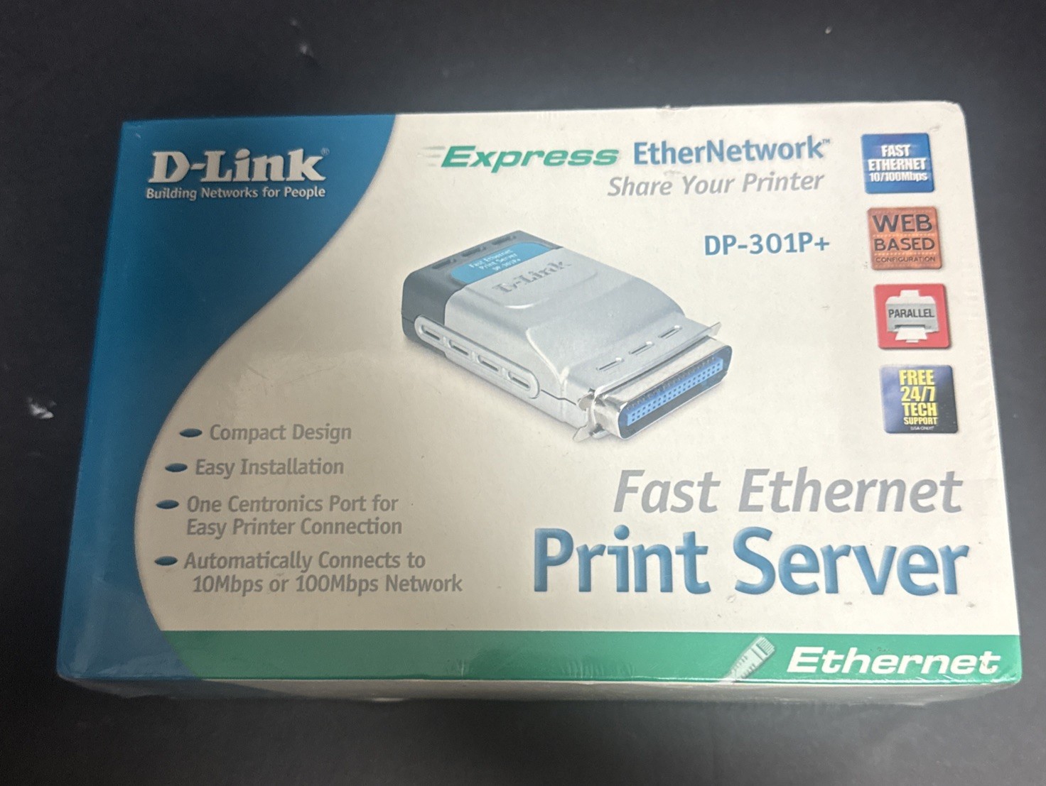 D-Link DP-301P+ Fast Ethernet Parallel Port Print Server Sealed Ethernetwork