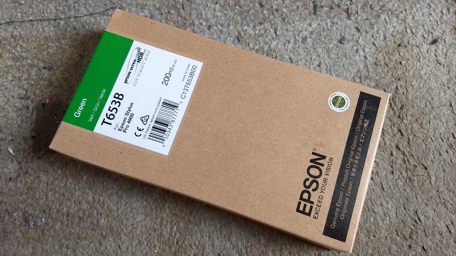 2021 GENUINE EPSON T653B GREEN ULTRACHROME HDR INK STYLUS PRO 4900 NEW 200ml OEM
