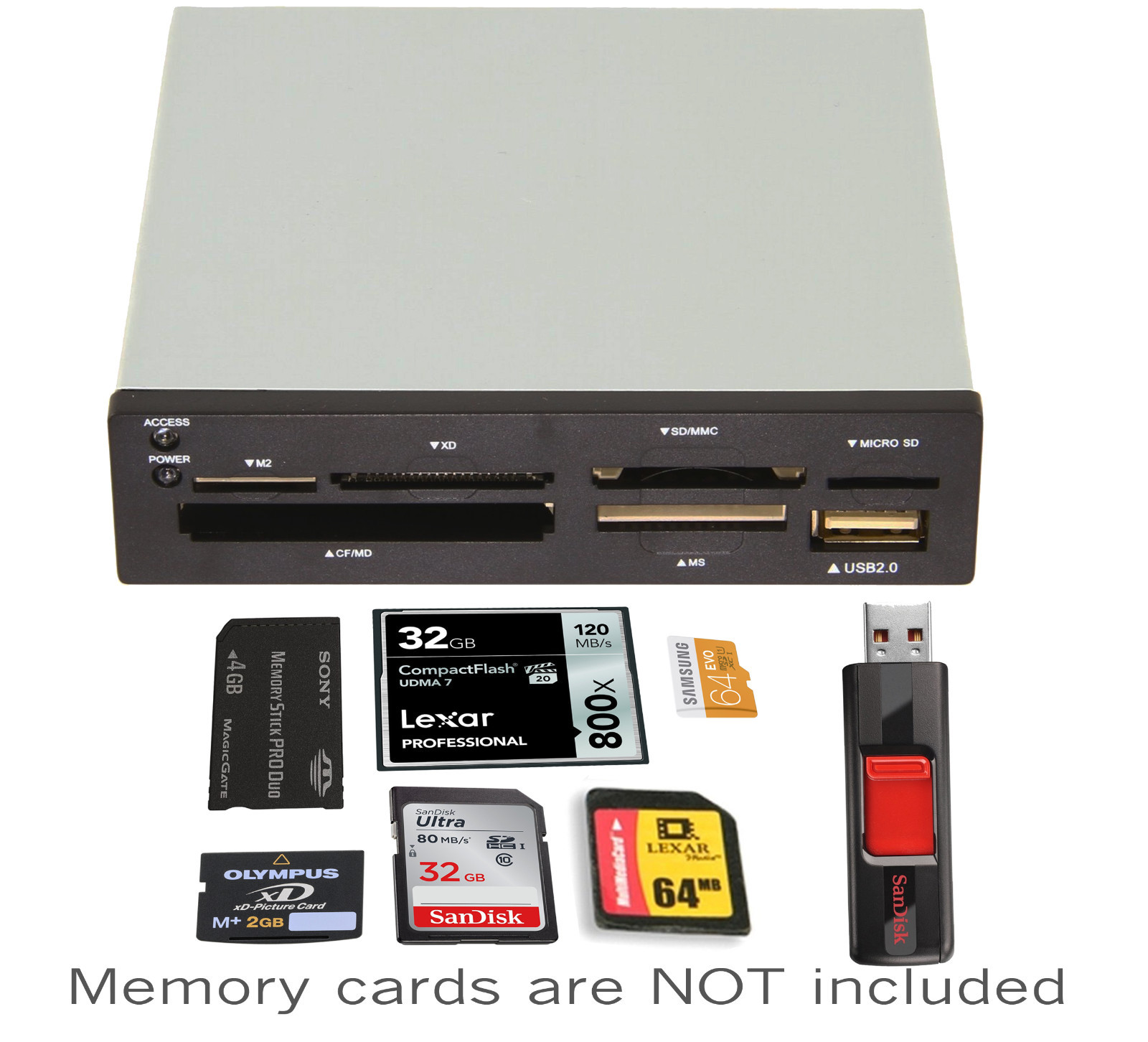 3.5" Internal Memory Card Reader/Writer for Windows 10/8/7/XP Pro PC/MAC Desktop