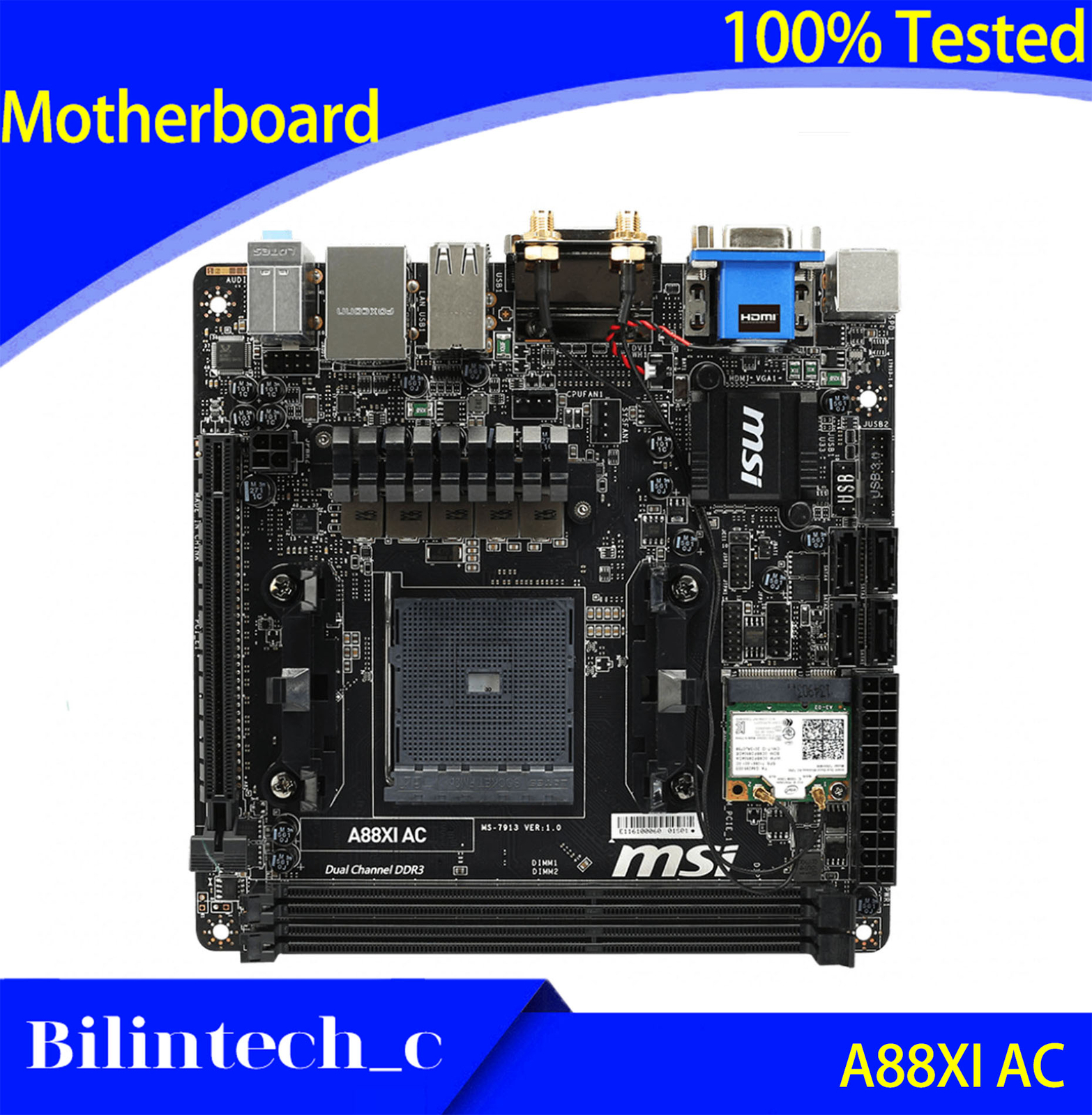 FOR MSI A88XI AC Motherboard with wireless Network Card FM2/FM2+ 17*17 DDR3