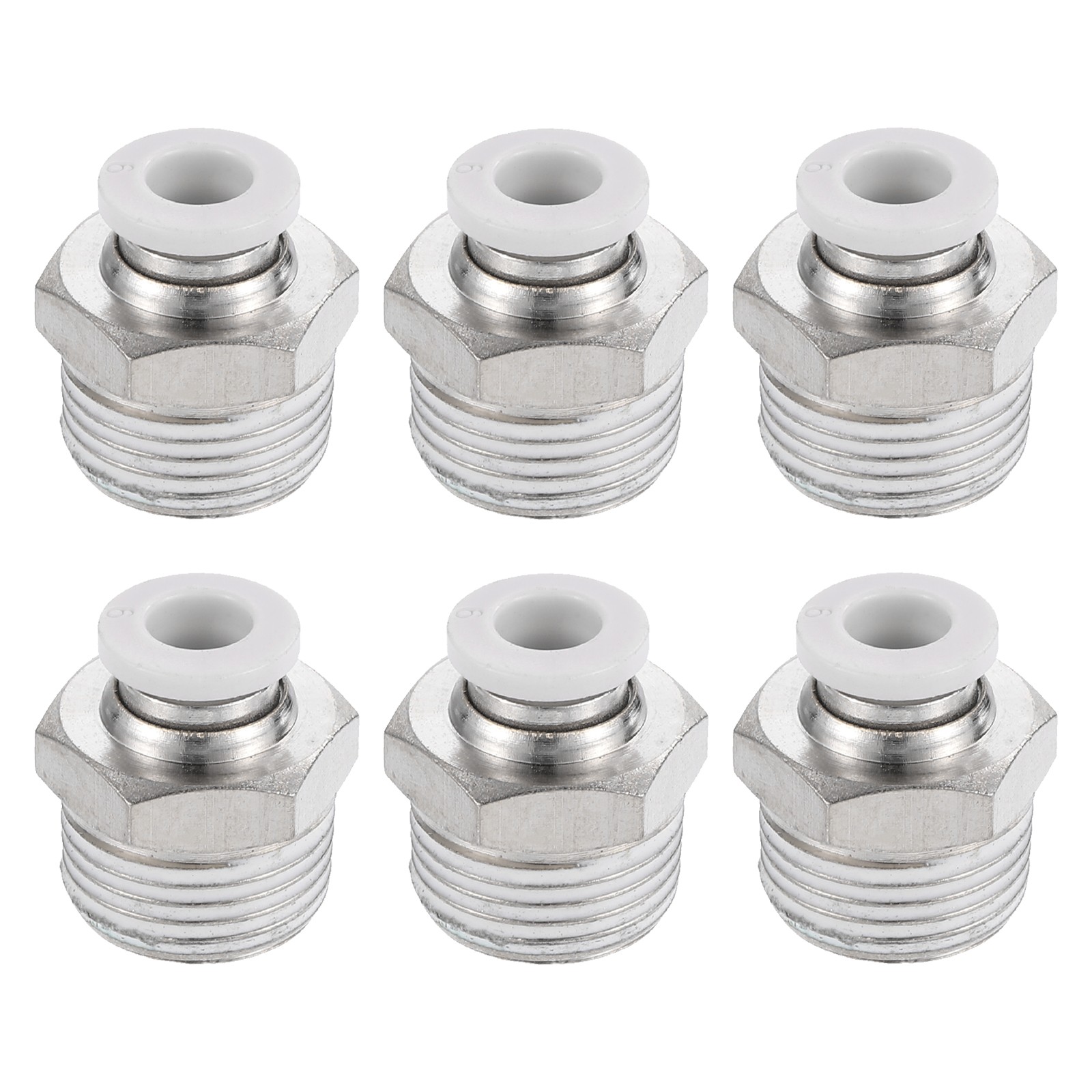 6Pcs Pneumatic Fitting, 6mm Tube OD x 3/8" NPT Push to Connect Pneumatic Fitting