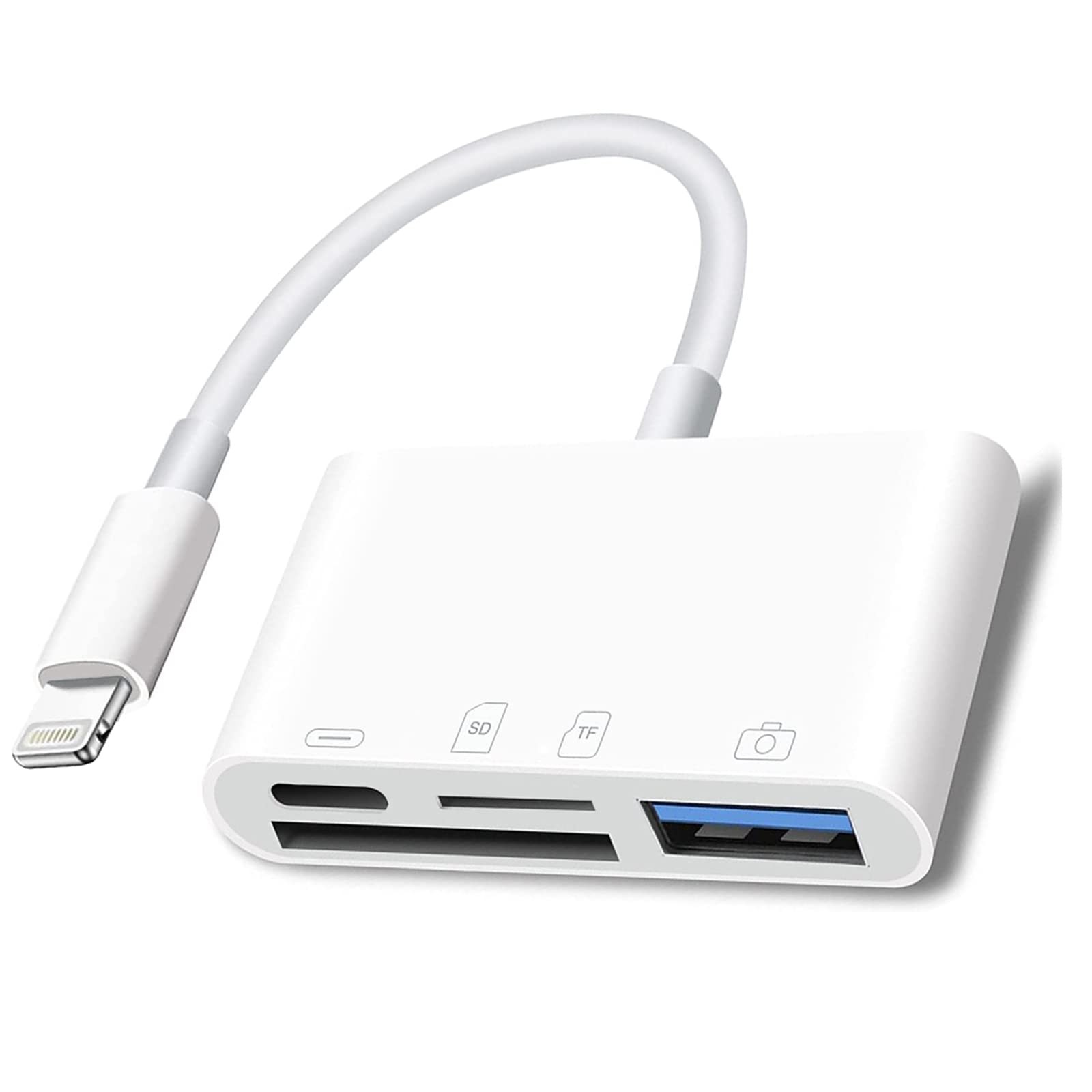 Lightning to SD Card Reader - 4 in 1 Memory Card Adapter for Iphone with USB Fem
