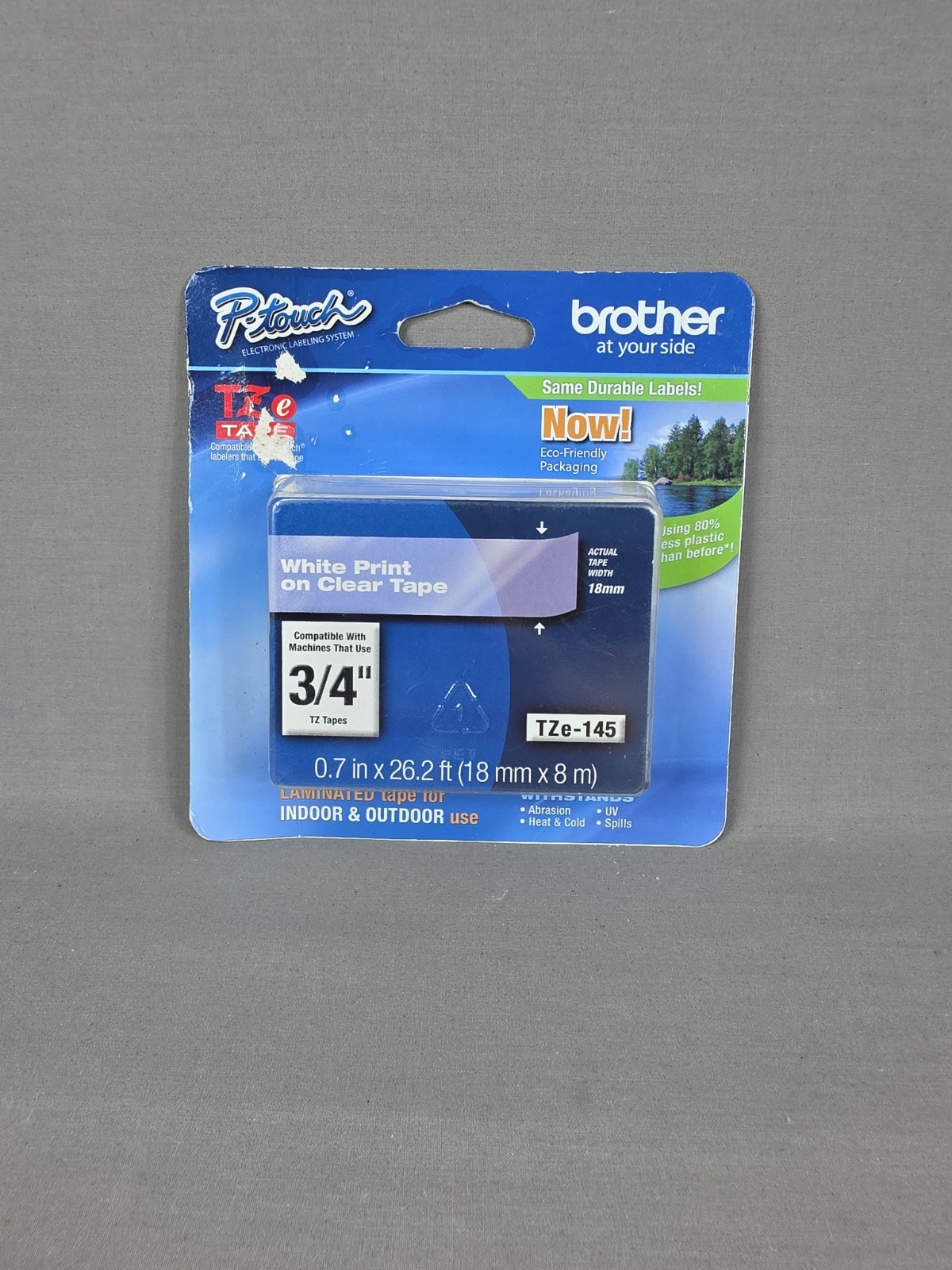 Brother TZ145 TZe145 3/4" inch 18mm white on clear TZ tape PT1830 PT1880 P-Touch