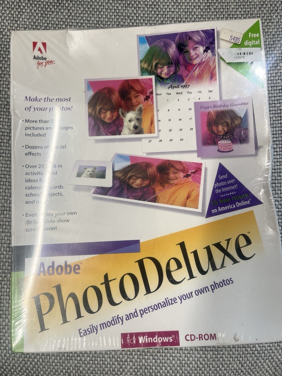Vintage Adobe Photo Deluxe For Windows CD-ROM Software System New & Sealed