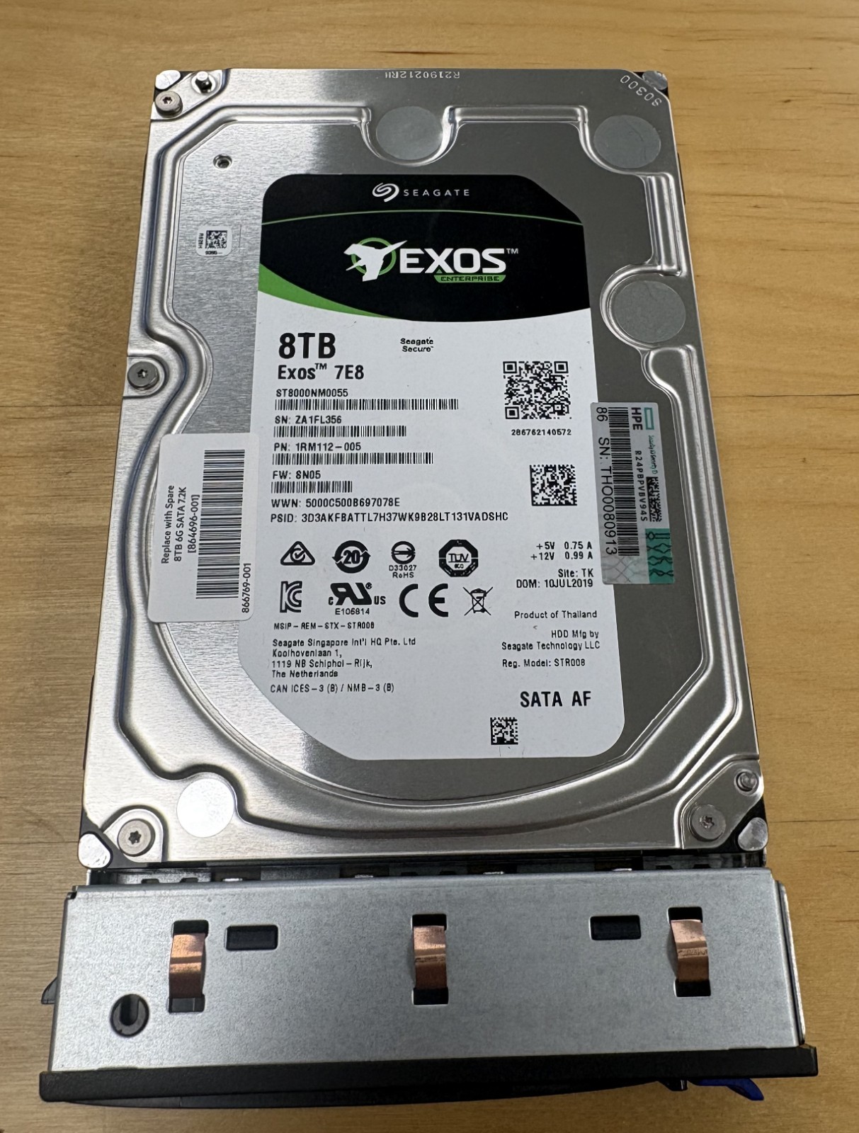 GENUINE HP 8TB 7.2K 3.5 6GBPS SATA HDD / 864696-001 / 866769-001 / ST8000NM0055