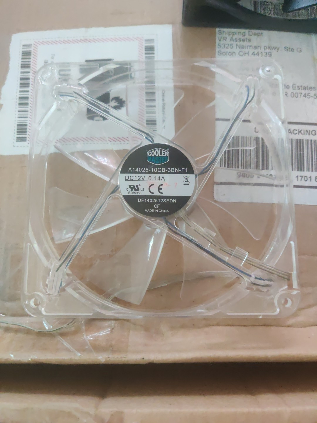 COOLER MASTER A14025-10CB-3BN-F1 DF1402512SEDN 140MM CLEAR Red LED FAN 12V 0.14A
