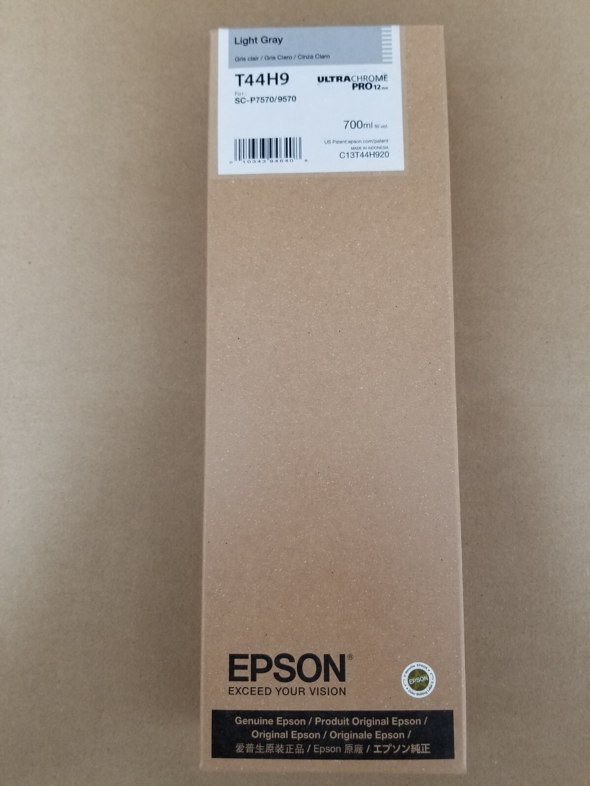 GENUINE Epson PRO12 Light Gray Ink 700ml For P7570 & P9570 (T44H9)