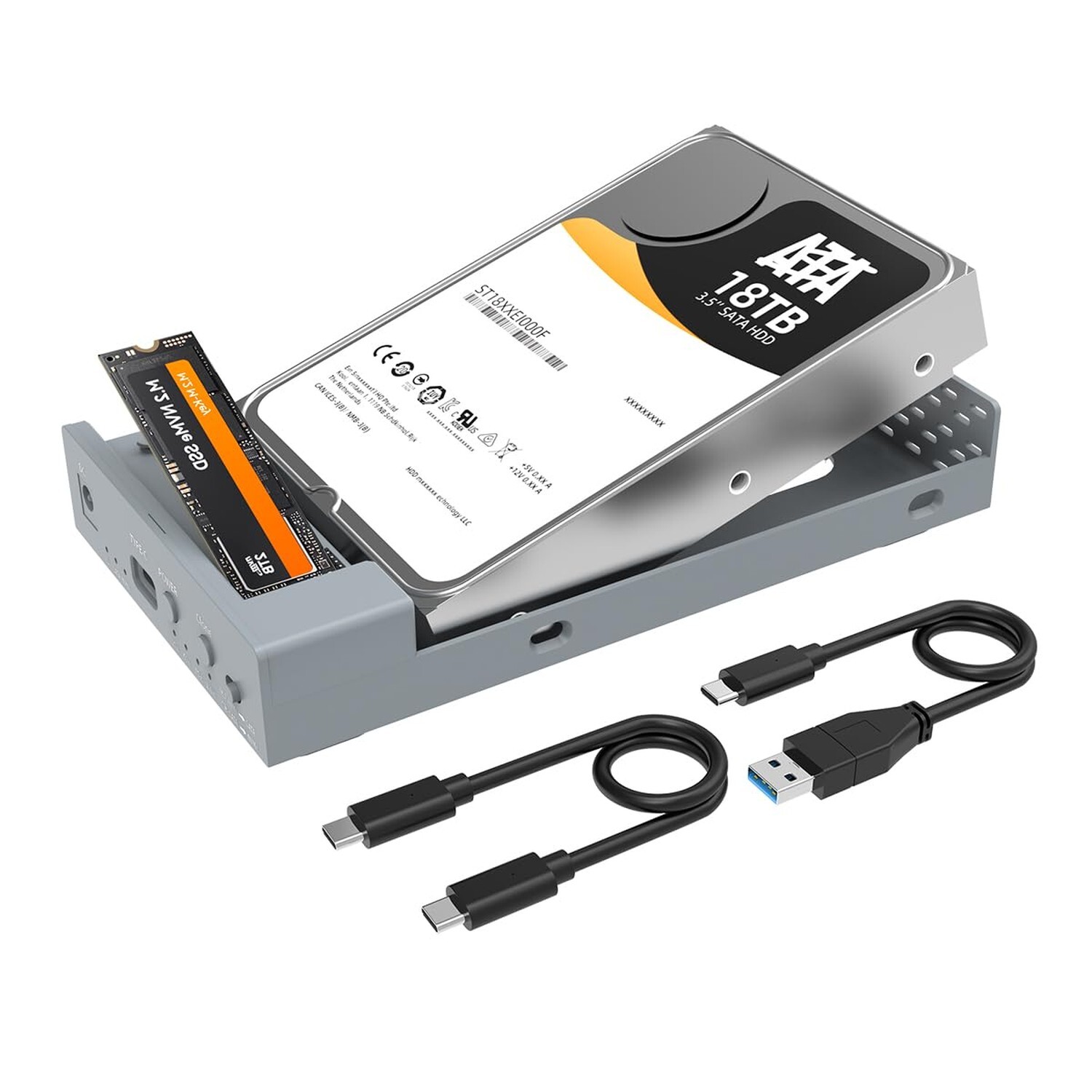 MAIWO Dual Bay Enclosure for M.2 NVMe and 2.5 3.5 Inch SATA SSD/HDD with Offl...