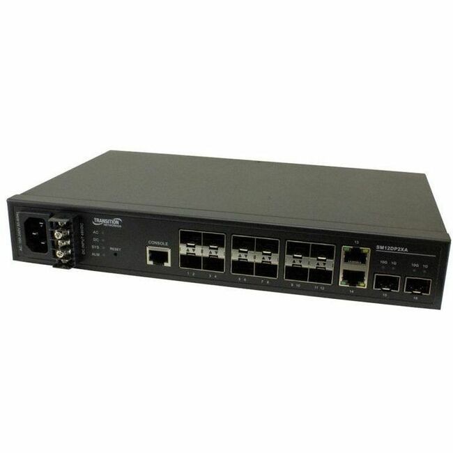 Managed Gigabit Ethernet Fiber Switch 12 100/1000Base-X SFP Slots + 2